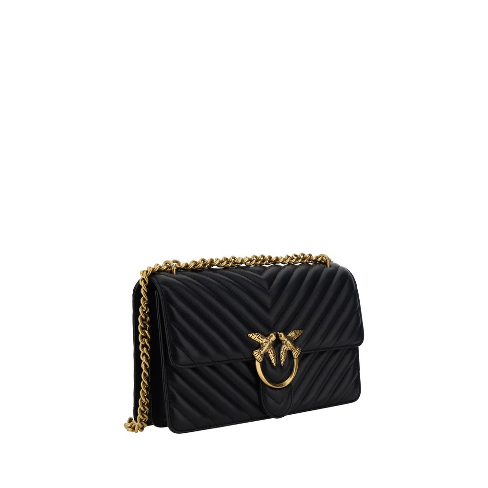 PINKO Black Calf Leather Bos Taurus Shoulder Bag - Luxurious Elegance