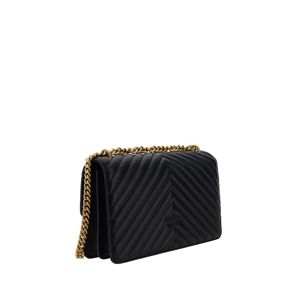PINKO Black Calf Leather Bos Taurus Shoulder Bag - Luxurious Elegance