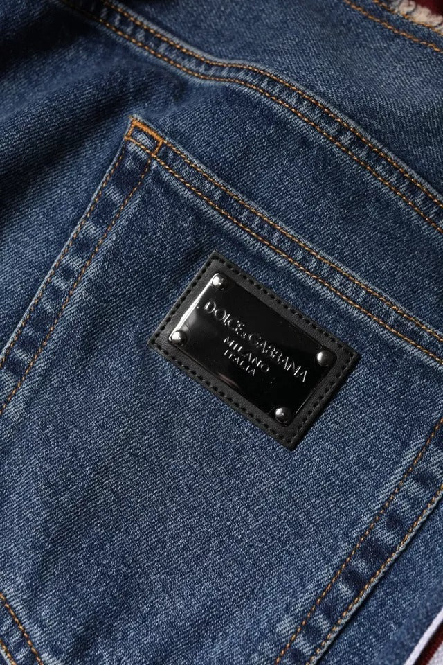 Elevate your wardrobe with Dolce & Gabbana's Blue Cotton Stretch Straight Denim Jeans, where exquisite Italian craftsmanship meets effortless elegance for a sophisticated lifestyle.