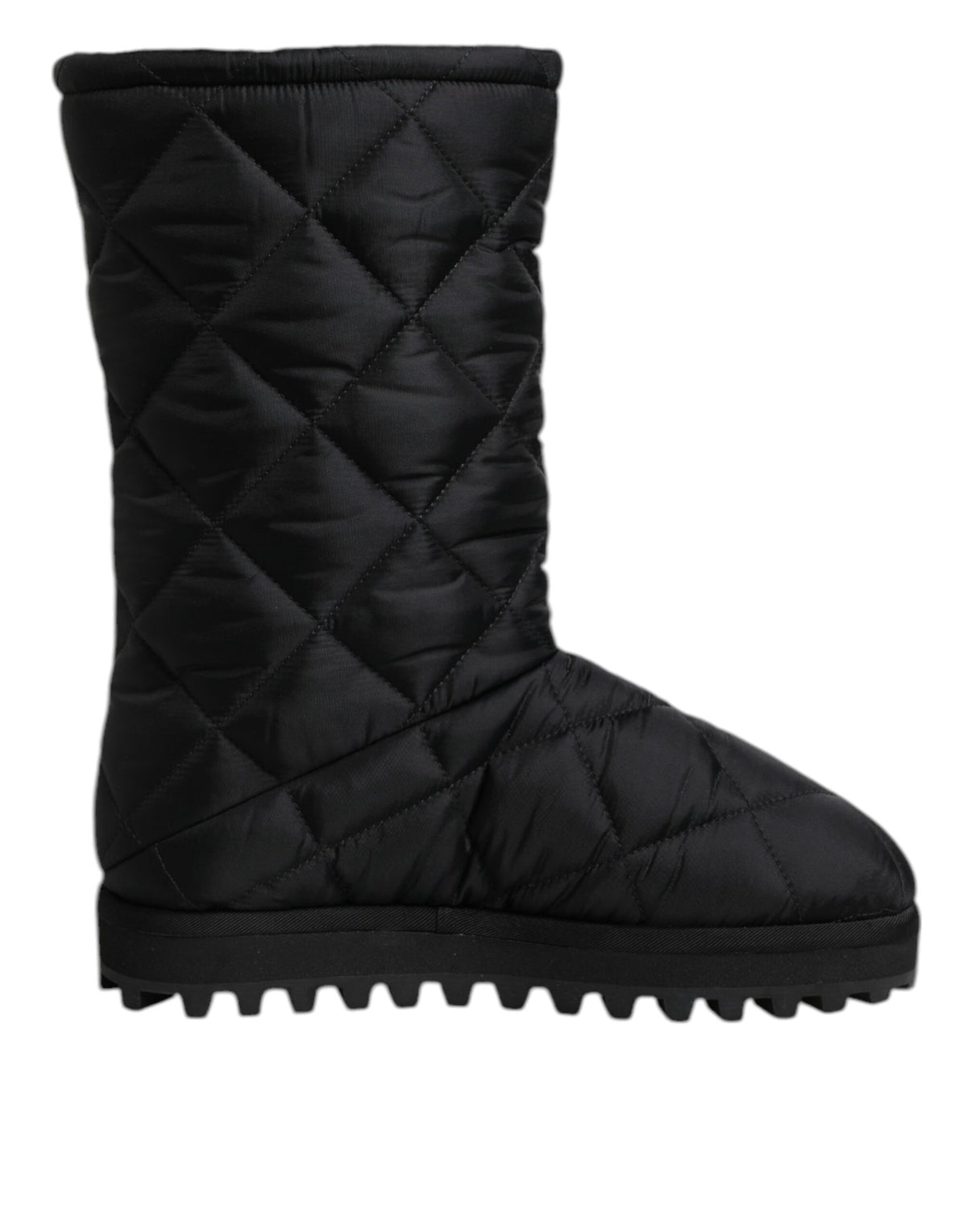 Elevate your winter wardrobe with Dolce & Gabbana's Black Polyester Padded Mid Calf Boots, where exquisite craftsmanship meets luxurious comfort for the discerning individual.