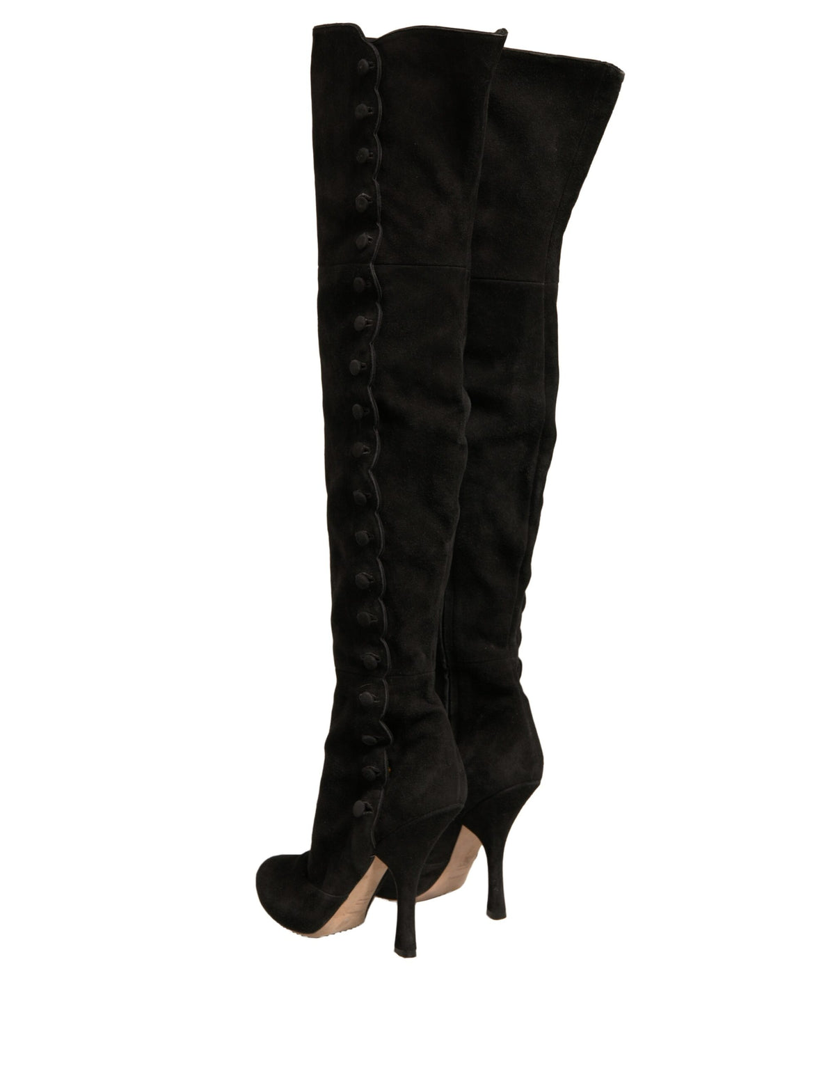 Experience the exquisite allure of Dolce & Gabbana Black Suede Heels Knee High Boots, where luxurious craftsmanship meets sophisticated elegance for every occasion.
