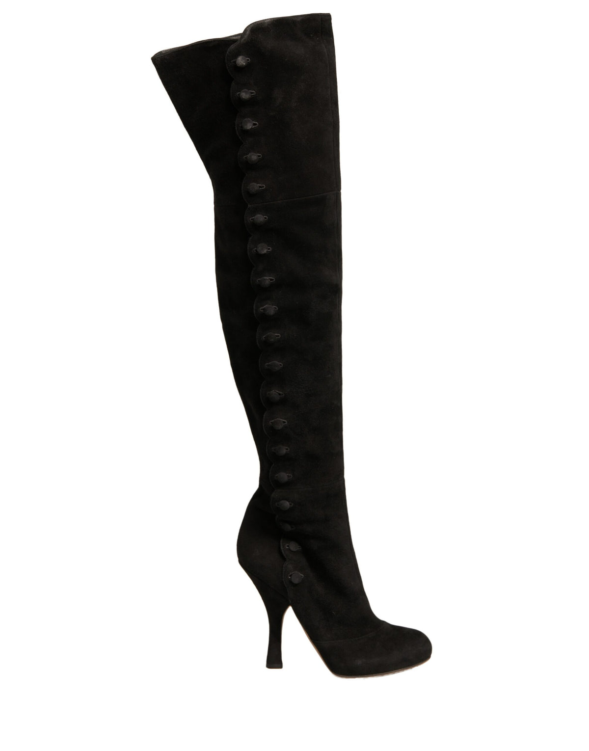 Experience the exquisite allure of Dolce & Gabbana Black Suede Heels Knee High Boots, where artisanal craftsmanship meets luxurious elegance for every occasion.