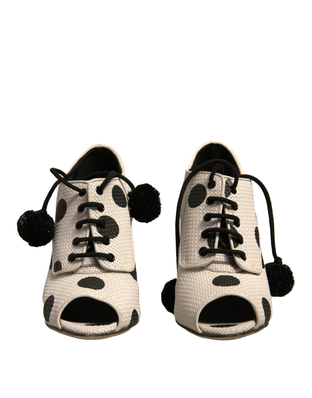 Step into refined elegance with Dolce & Gabbana's polka dot peep toe ankle boots, where luxurious leather meets playful design, perfect for any sophisticated occasion.