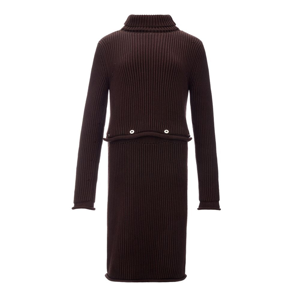 Bottega Veneta Brown Viscose Casual Dress – Artisanal Elegance