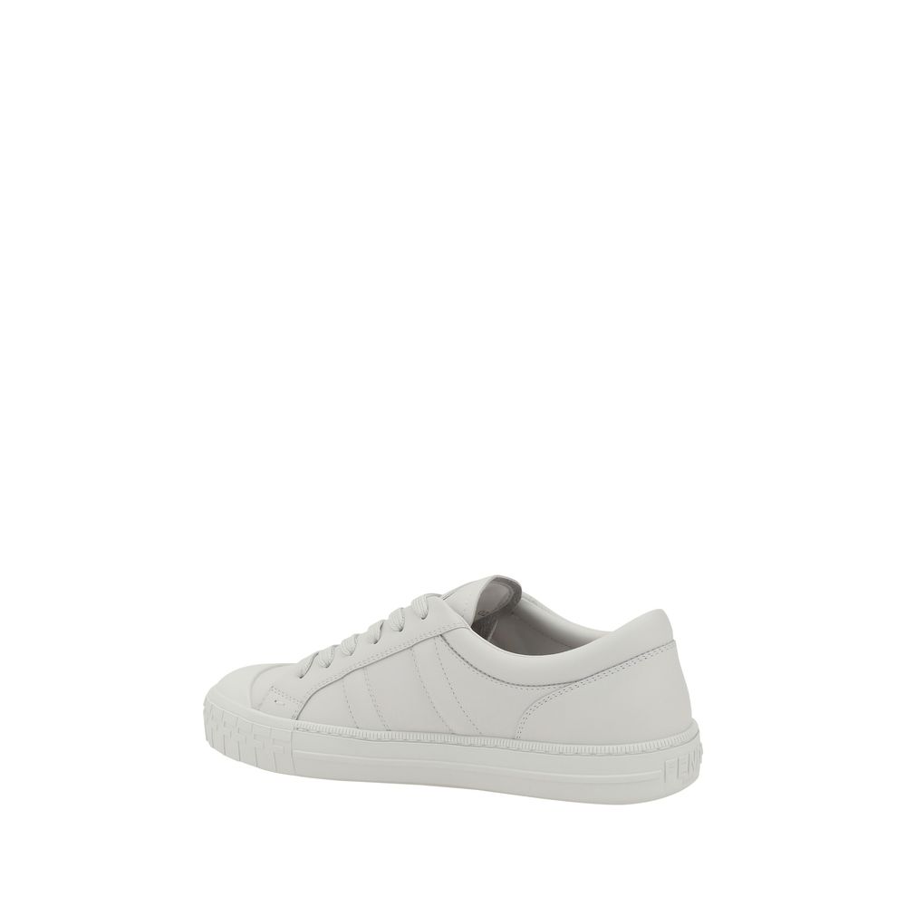 Fendi White Calf Leather Bos Taurus Athletic Sneakers