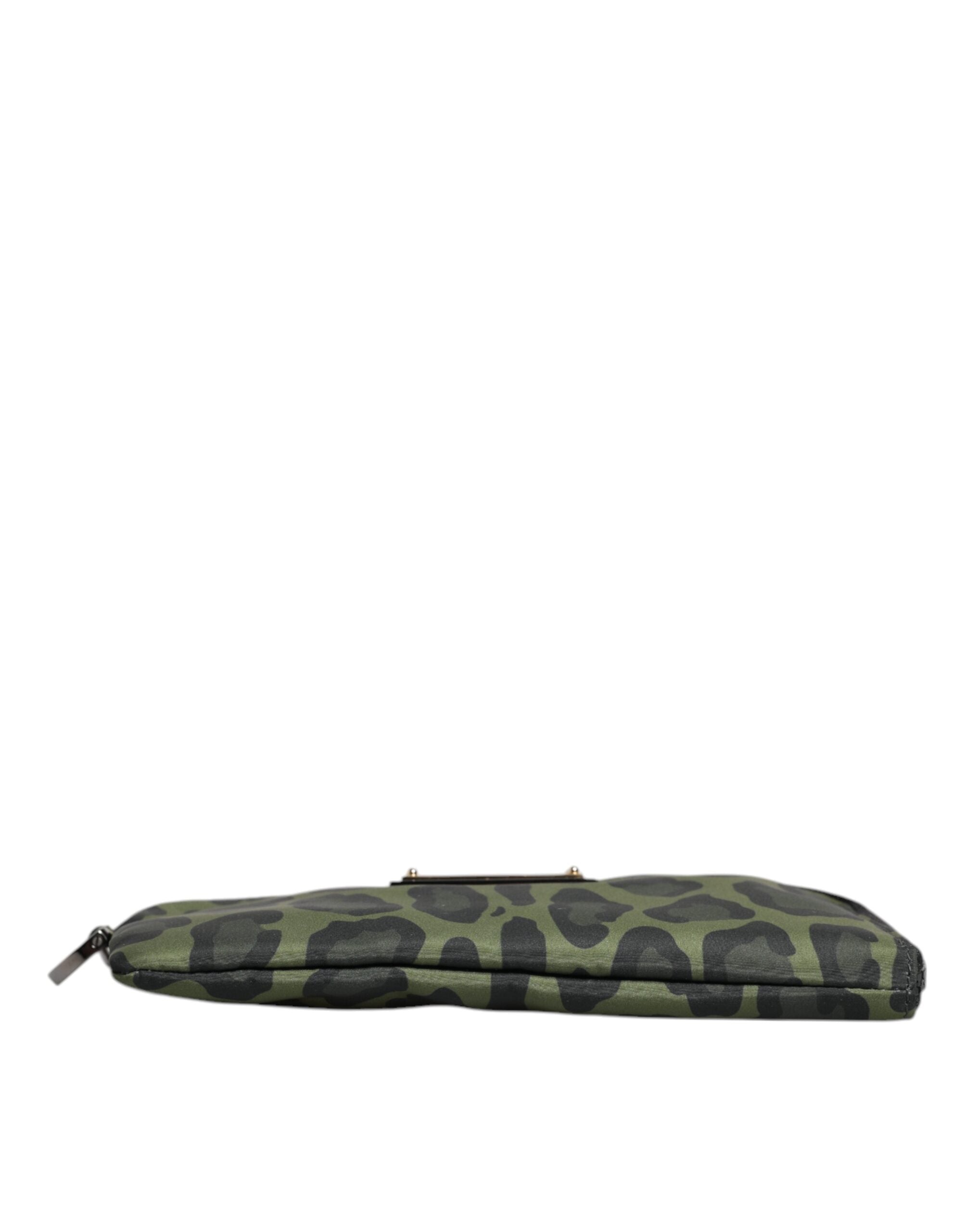 Indulge in the exquisite Dolce & Gabbana Green Leopard Leather Multifunctional Kit Bag, a testament to Italian craftsmanship that effortlessly elevates your style and sophistication.