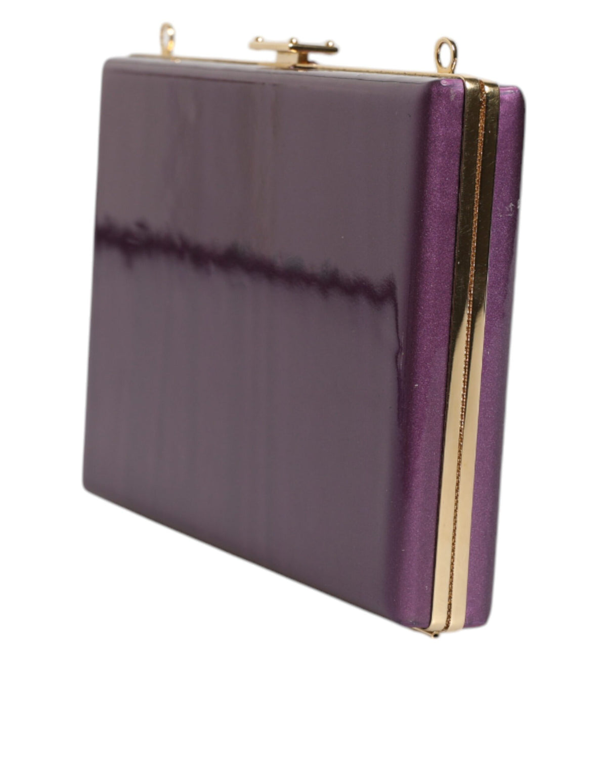 Elevate your evening allure with the Dolce & Gabbana Purple Leather Clutch, a masterpiece of Italian craftsmanship that embodies luxury and sophistication.
