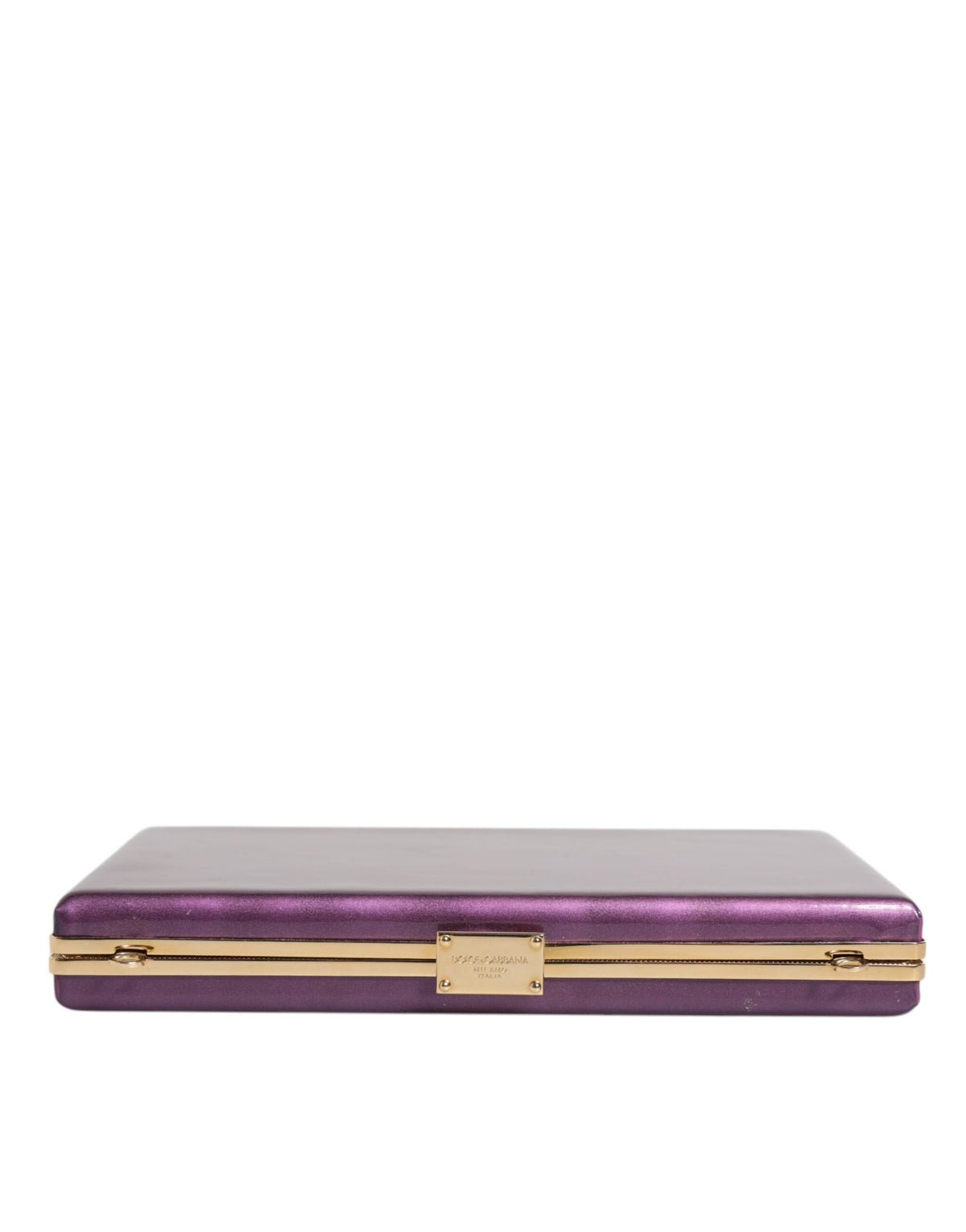 Elevate your evening allure with the Dolce & Gabbana Purple Leather Clutch, a masterpiece of Italian craftsmanship that embodies luxury and timeless elegance.