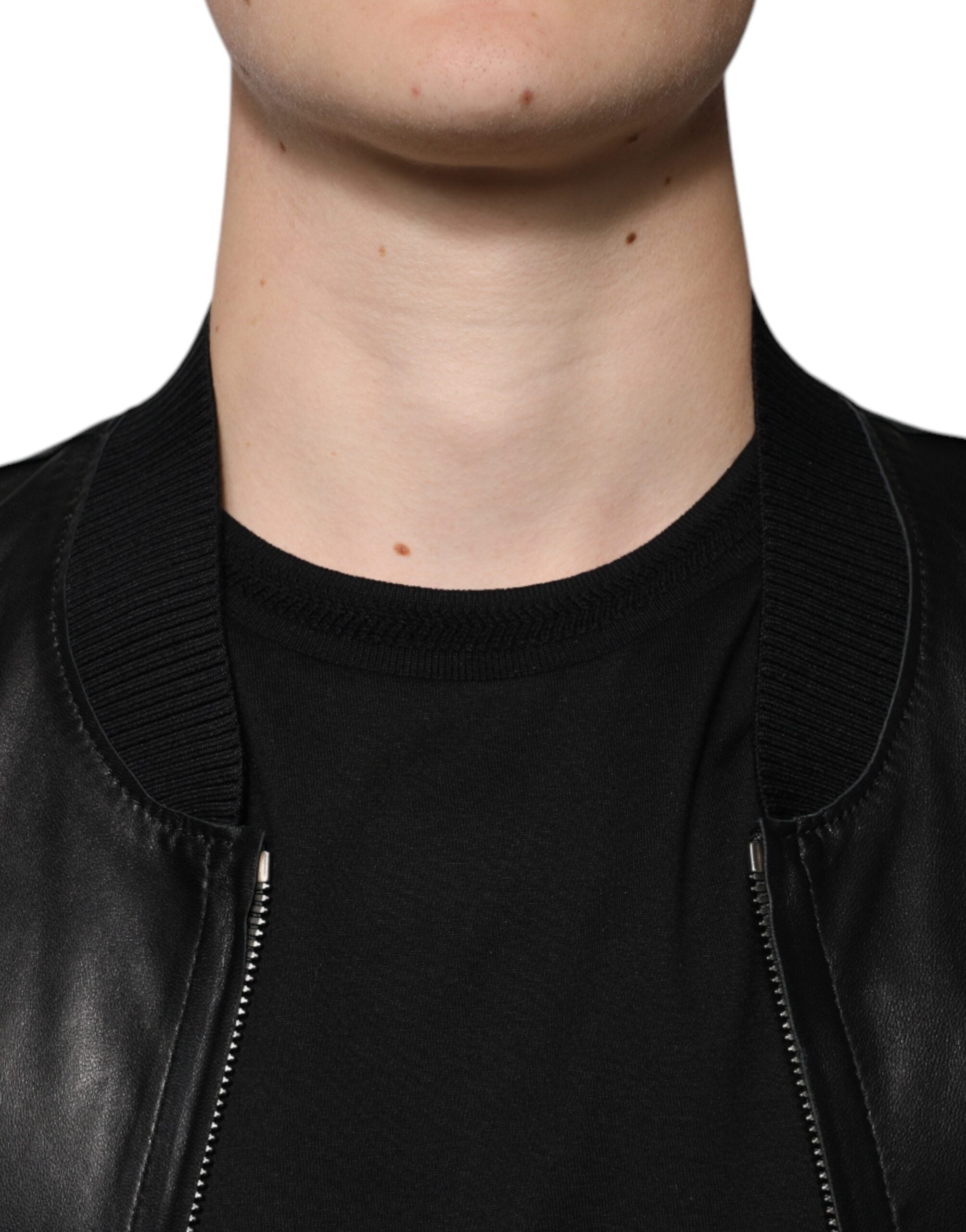 Indulge in the exquisite Dolce & Gabbana Black Lambskin Full Zip Biker Blouson Jacket, a timeless masterpiece of Italian craftsmanship that embodies elegance and sophistication.