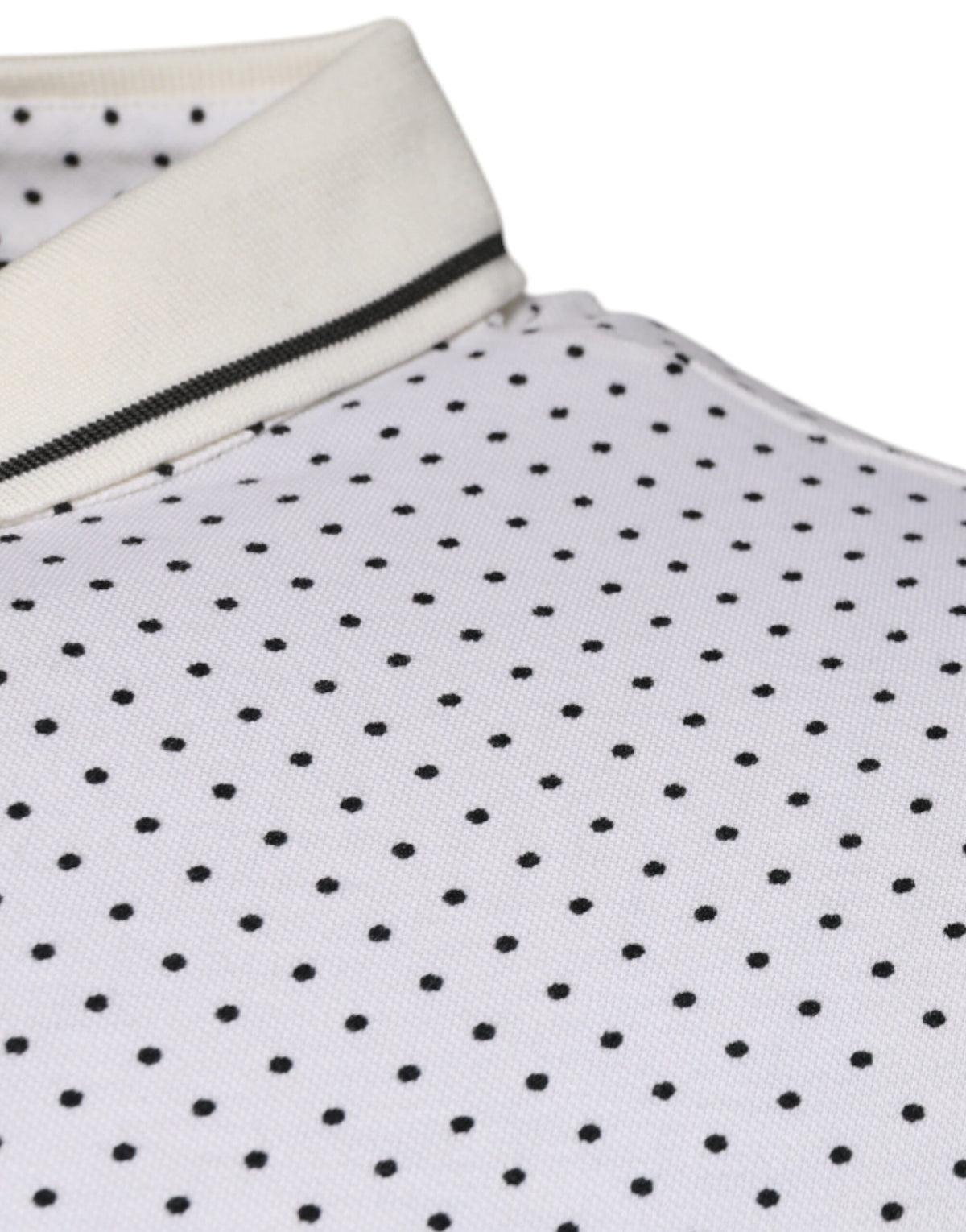 Dolce & Gabbana White Polka Dot Cotton Polo T-shirt Couture