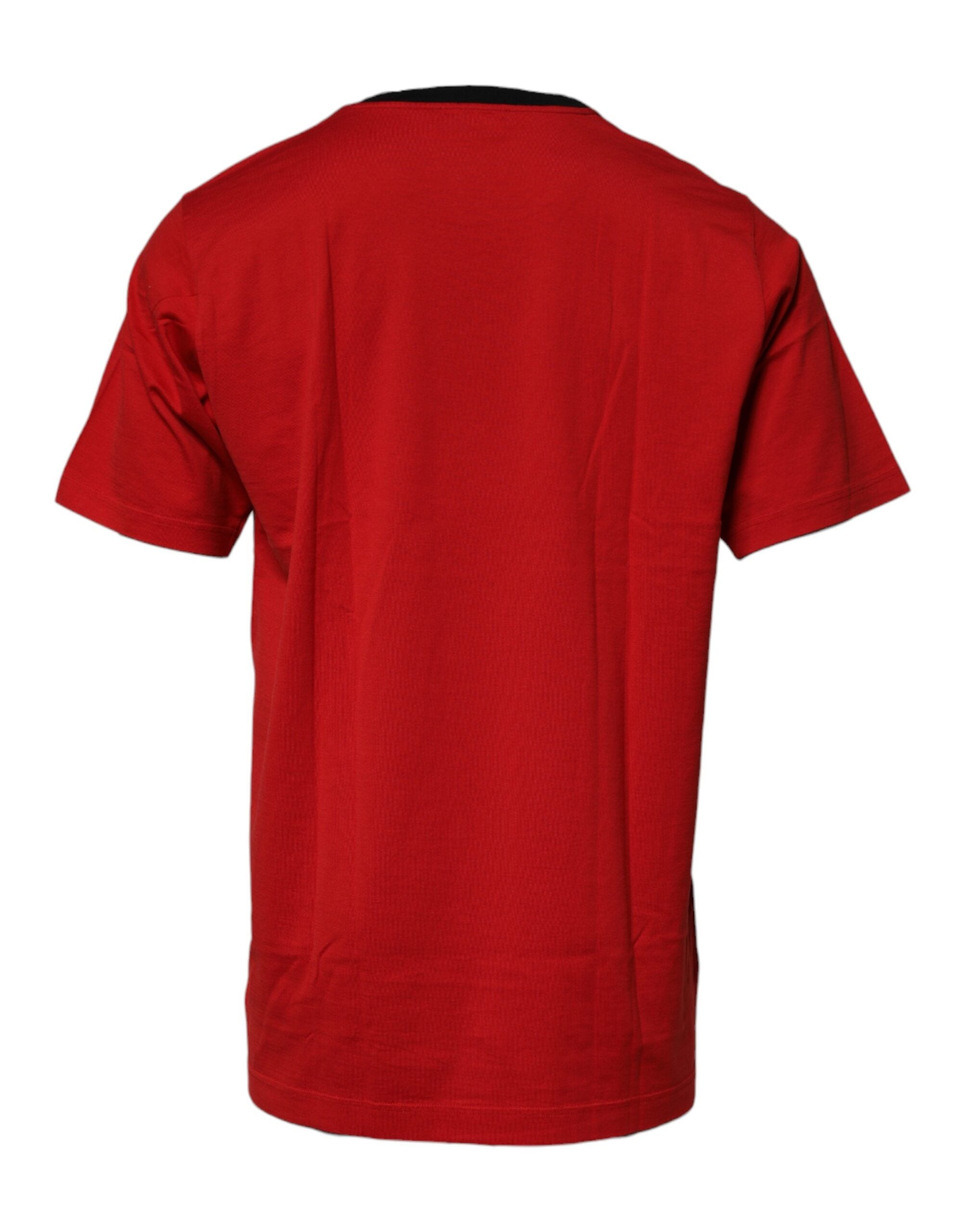 Elevate your wardrobe with the Dolce & Gabbana Red Logo Crown Cotton Crew Neck T-shirt, a luxurious blend of exquisite craftsmanship and timeless elegance.
