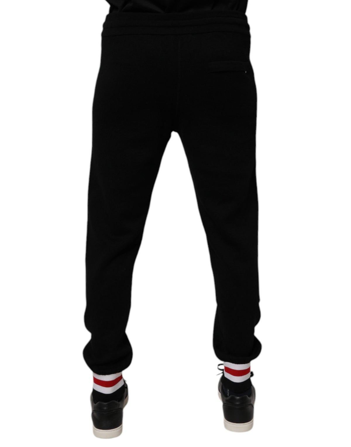 Dolce & Gabbana Black Wool Mid Waist Jogger Sweatpants Couture
