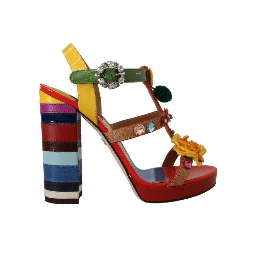 Dolce & Gabbana Multicolor Cotton Platform Sandals for Elegance