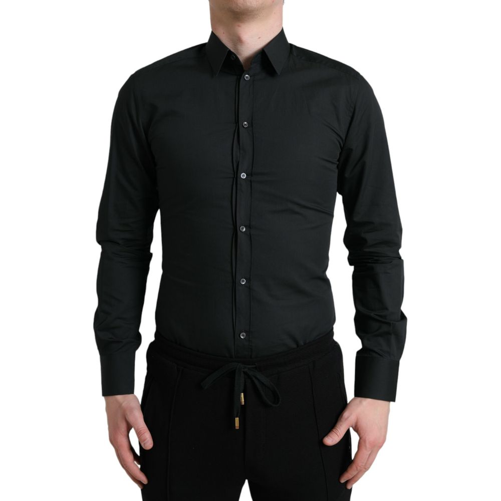 Dolce & Gabbana Black Cotton Dress Shirt - Timeless Luxury Elegance