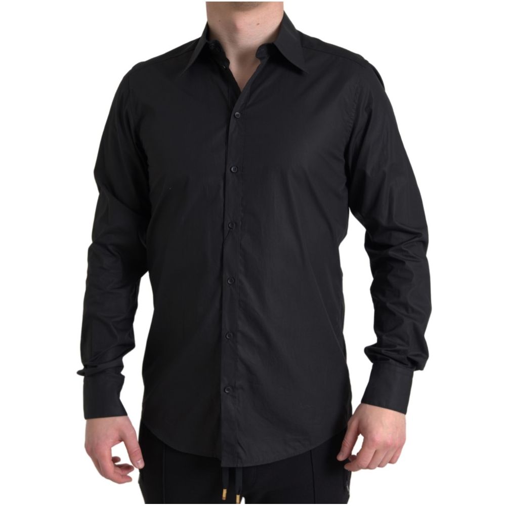 Dolce & Gabbana Black Cotton Dress Shirt for Timeless Elegance