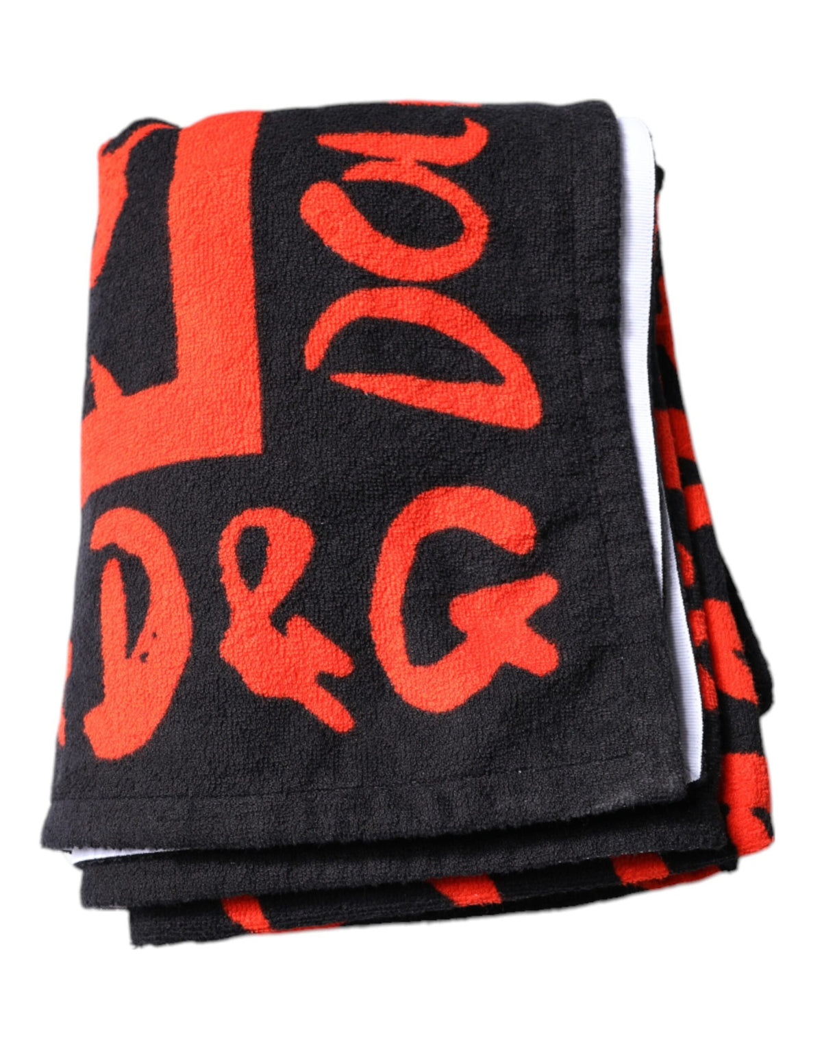 Indulge in the exquisite Dolce & Gabbana Black Red Logo Print Cotton Beach Towel, crafted from premium cotton, embodying luxury and sophistication for your summer escapades.