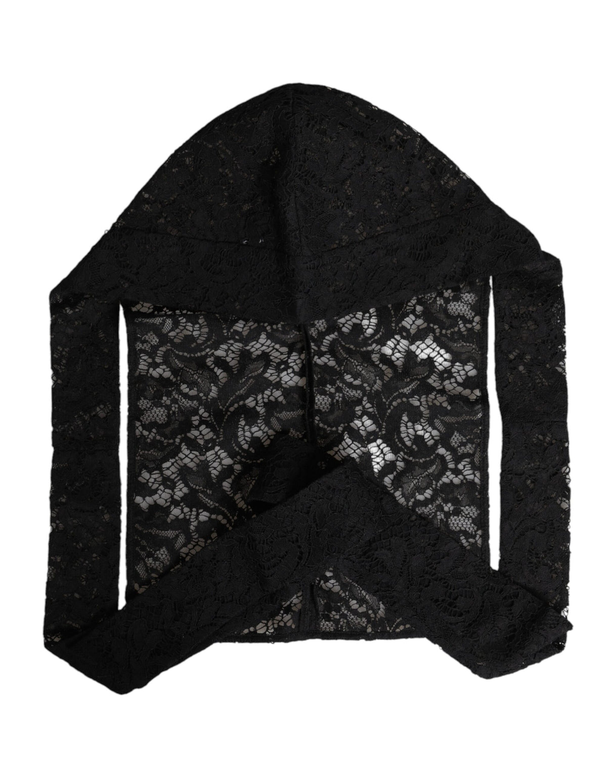 Discover the Dolce & Gabbana Black Floral Lace Whole Head Wrap Hat, a masterpiece of couture elegance crafted in Italy, blending premium floral lace for timeless sophistication.