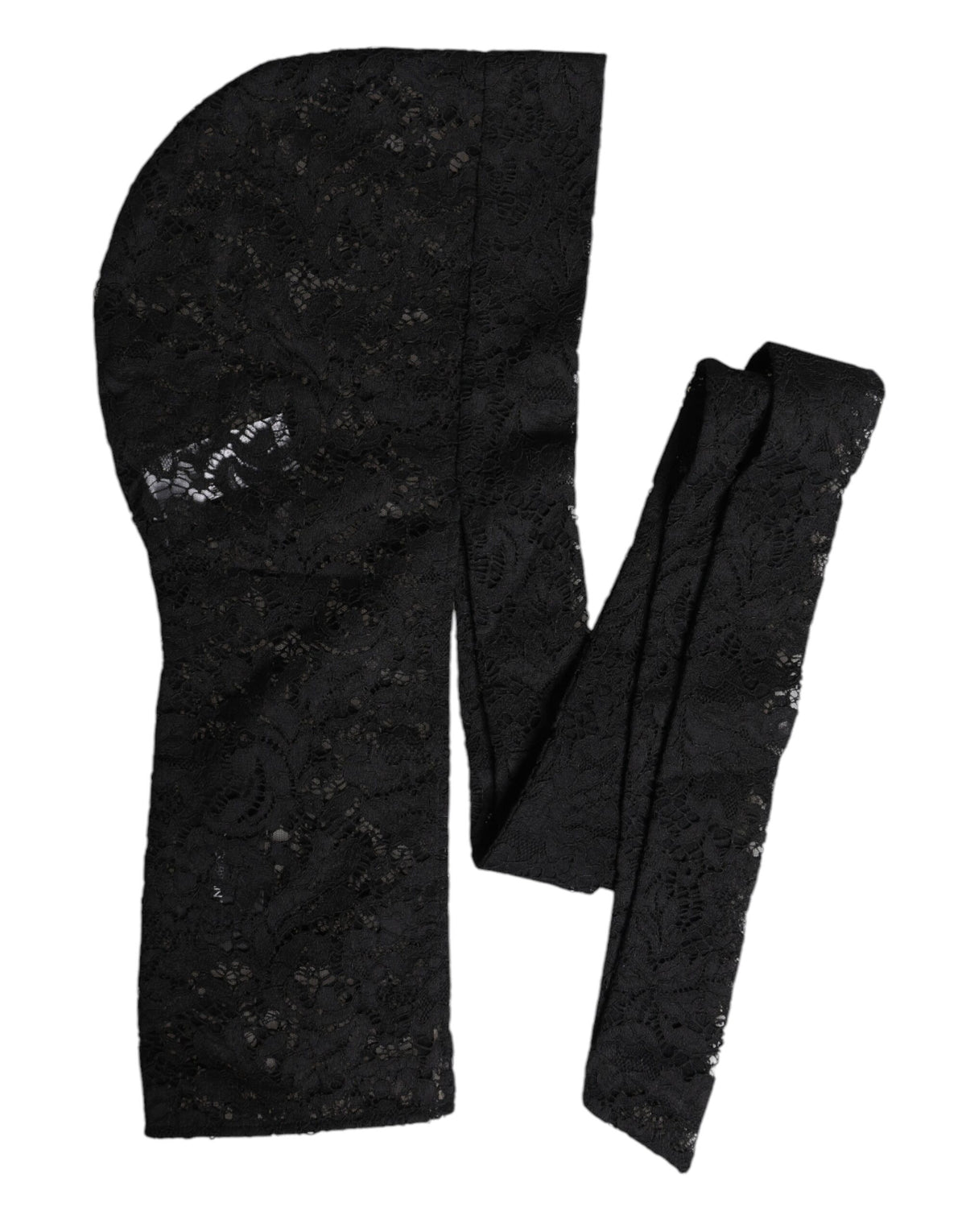 Indulge in the Dolce & Gabbana Black Floral Lace Whole Head Wrap Hat, a masterpiece of Italian craftsmanship, blending elegance with versatile styling for the discerning individual.