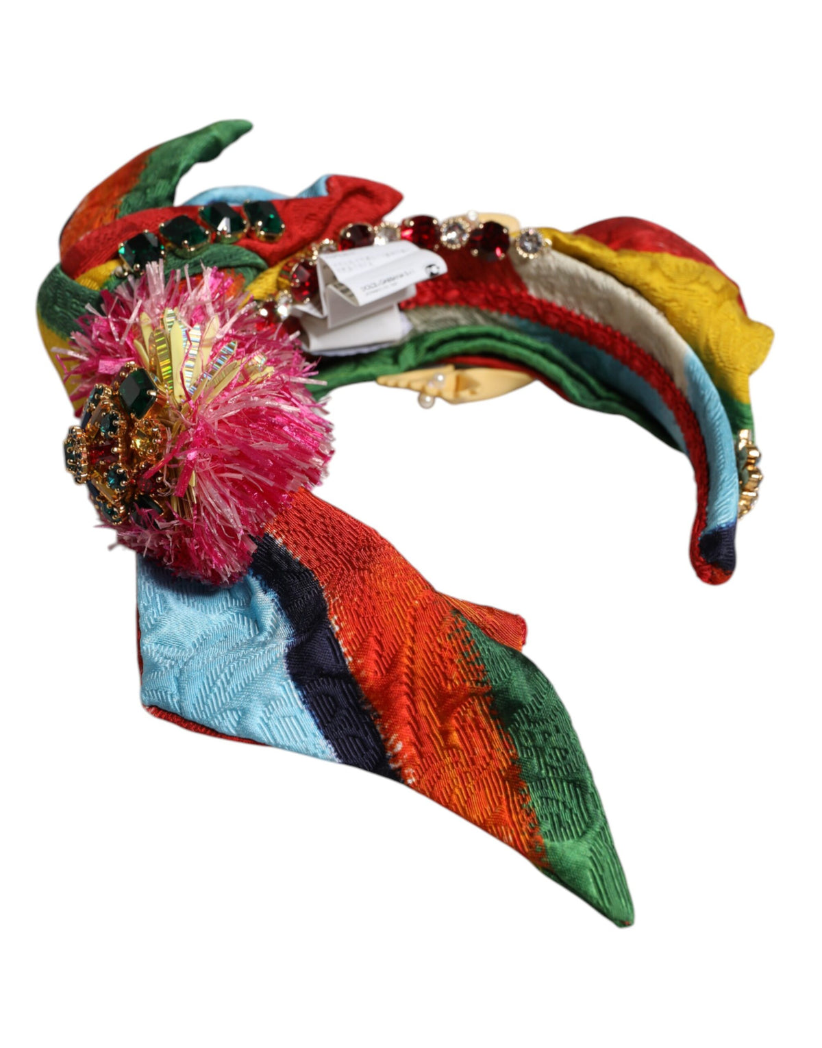 Elevate your elegance with the Dolce & Gabbana Multicolor Floral Crystal Embellished Diadem Headband, a masterpiece of artisanal luxury and exquisite craftsmanship, perfect for any sophisticated occasion.