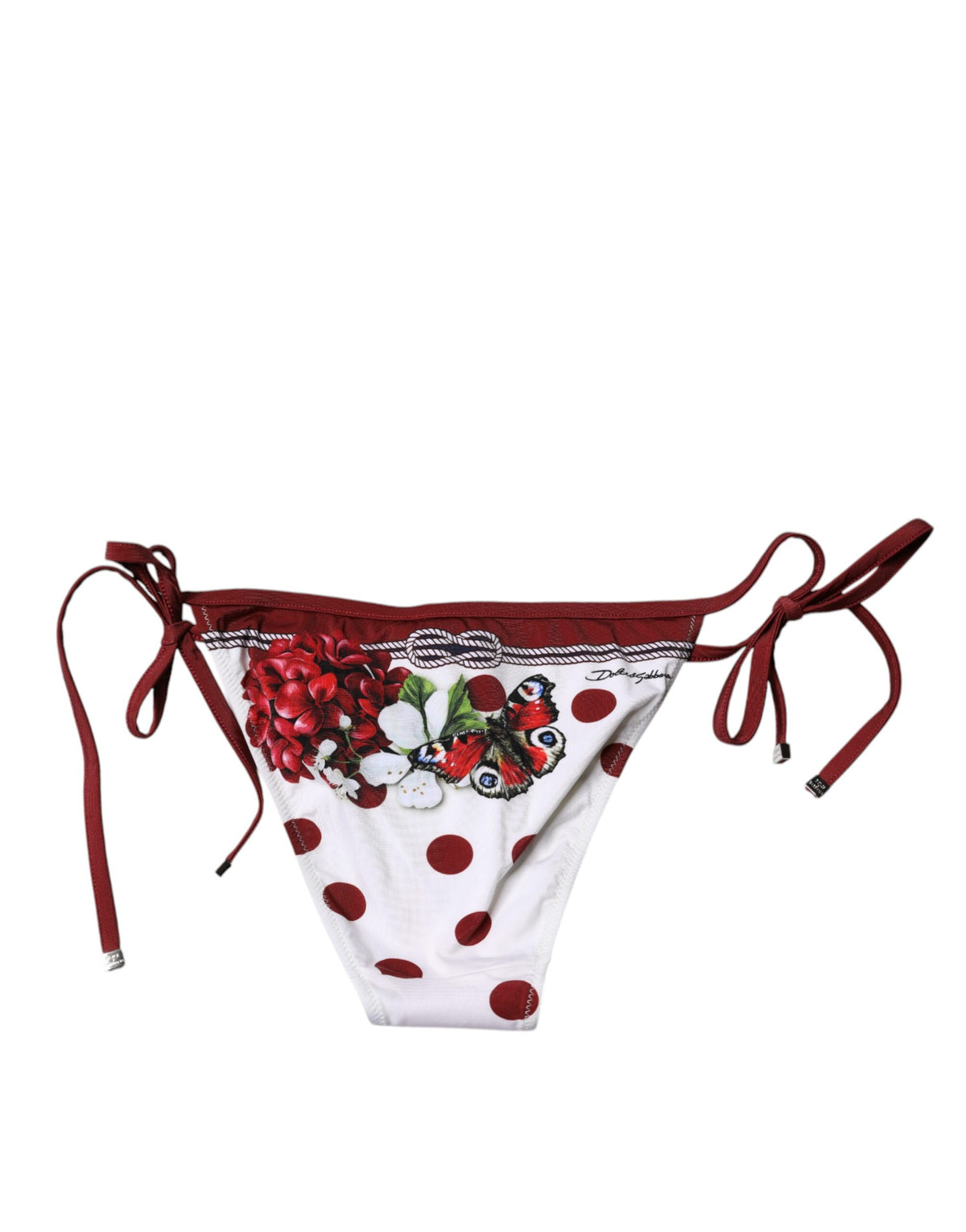 Indulge in the exquisite Dolce & Gabbana White Floral Print Bikini Bottom, crafted from luxurious nylon and elastane for a sophisticated allure that embodies timeless elegance.