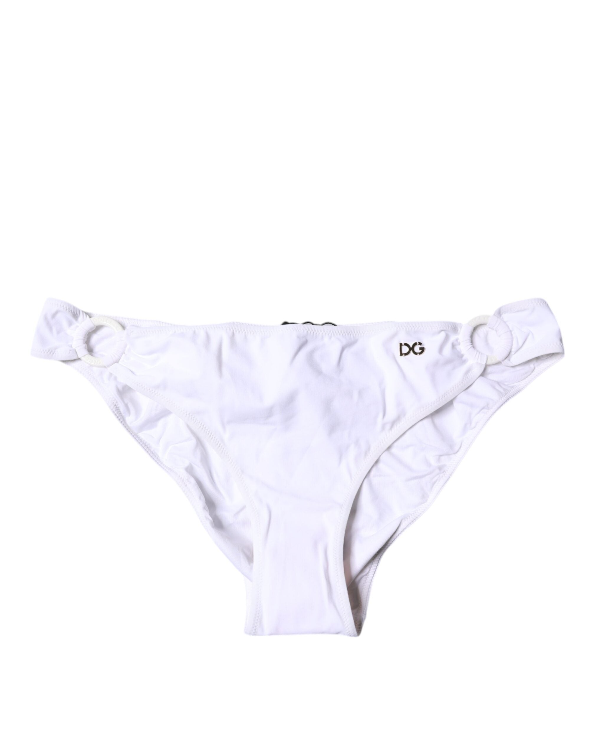 Indulge in the exquisite Dolce & Gabbana White Nylon Beachwear Bikini Bottom, a luxurious blend of comfort and elegance, perfect for sunlit shores and sophisticated style.