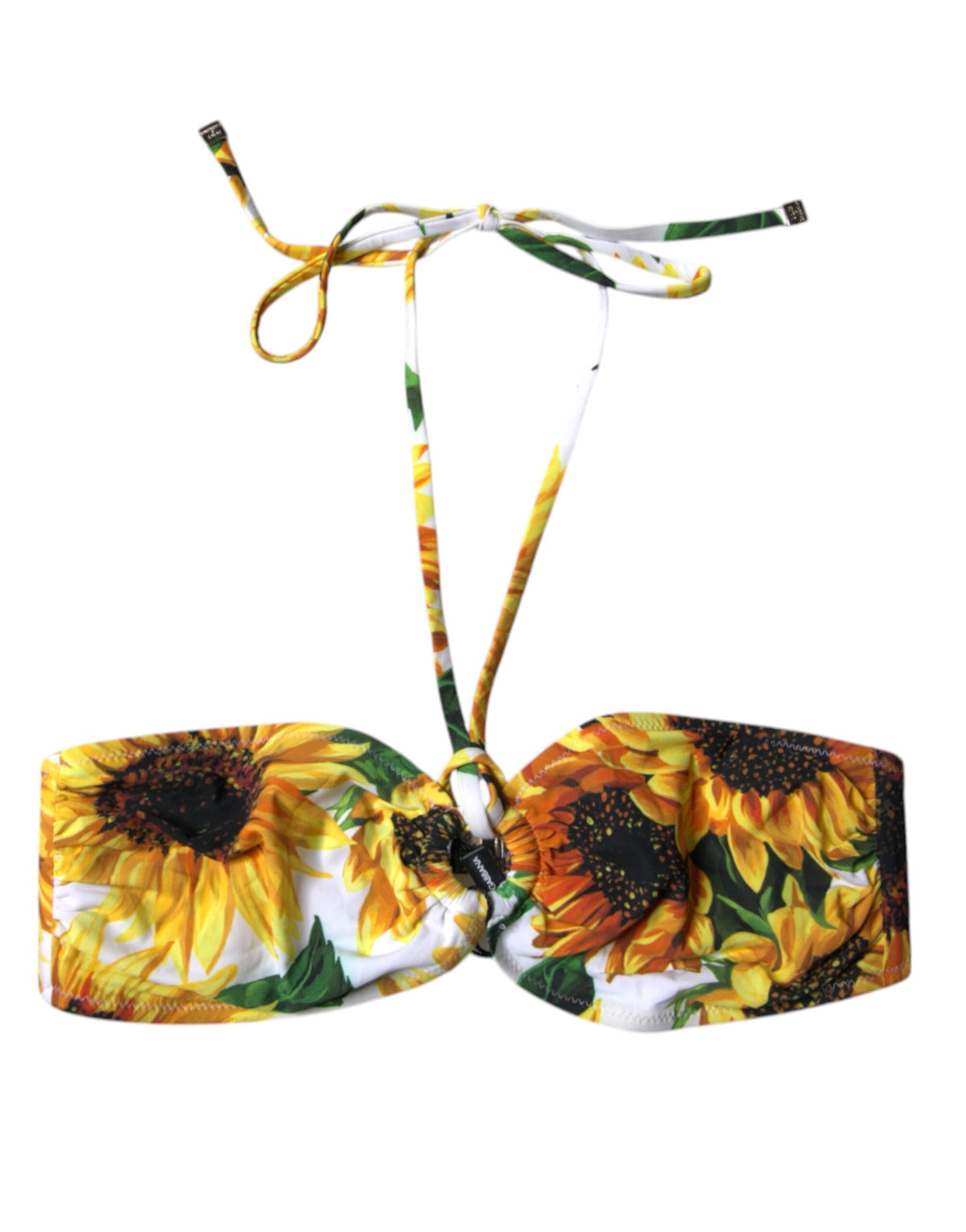 Indulge in the exquisite Dolce & Gabbana Multicolor Floral Halter Bikini Top, crafted from luxurious materials for a sublime fit that enhances your summer elegance and allure.