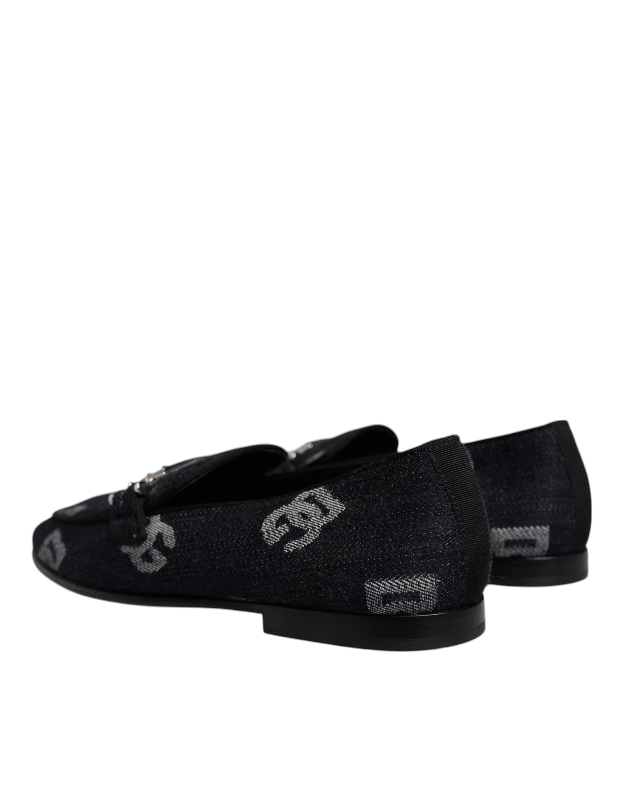 Dolce & Gabbana Black Logo Cotton Loafers Formal Dress Shoes