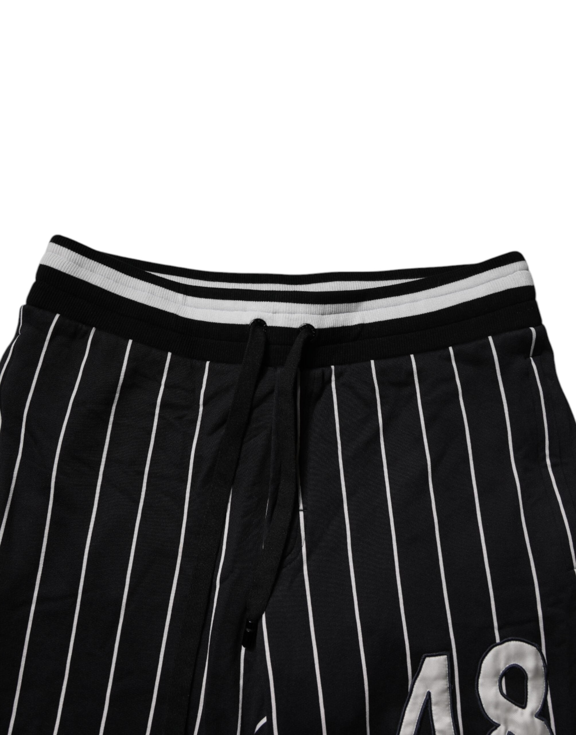 Dolce & Gabbana Black White Stripes Jogger Sweatpants Pants