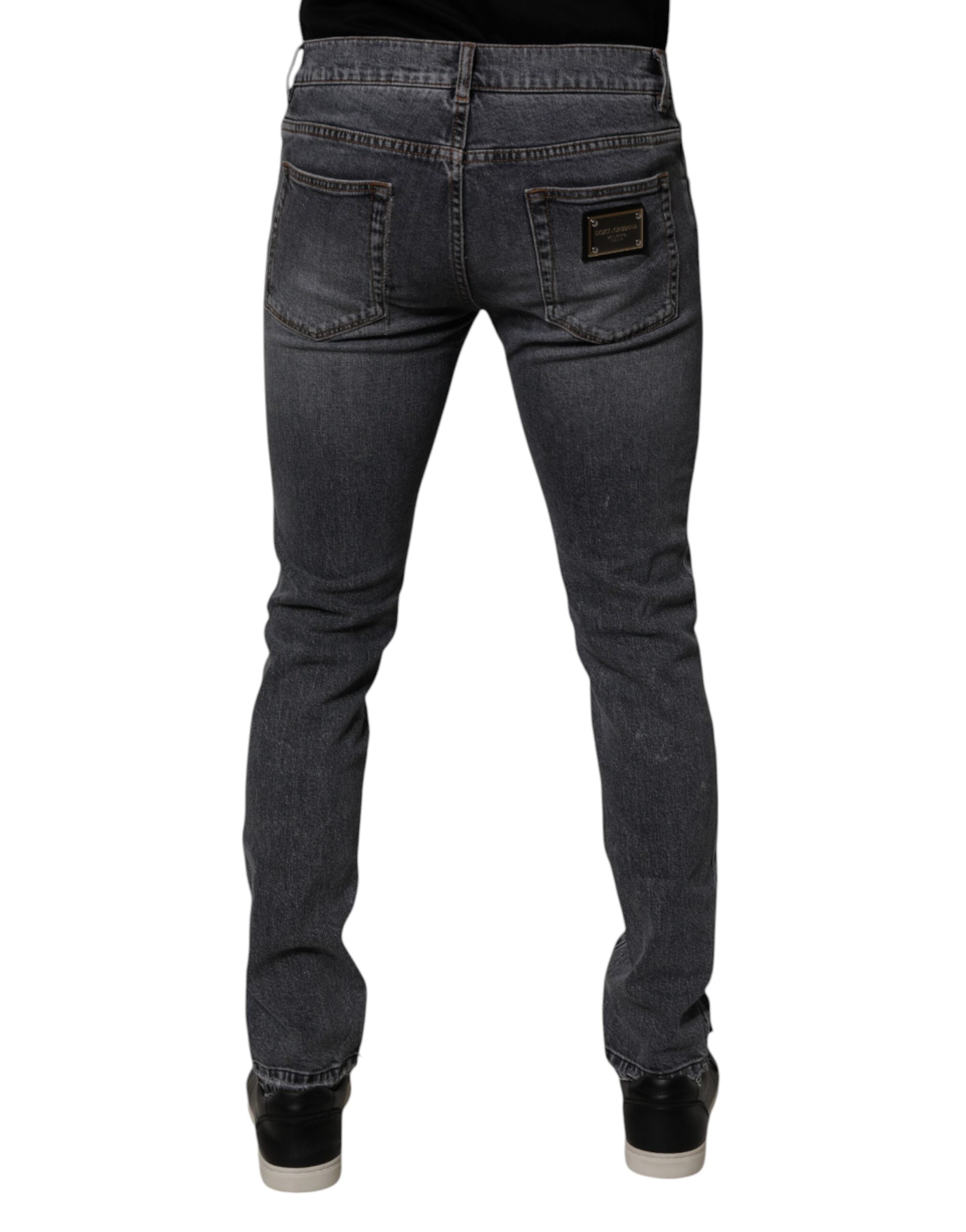 Dolce & Gabbana Dark Gray Cotton Stretch Skinny Denim Jeans