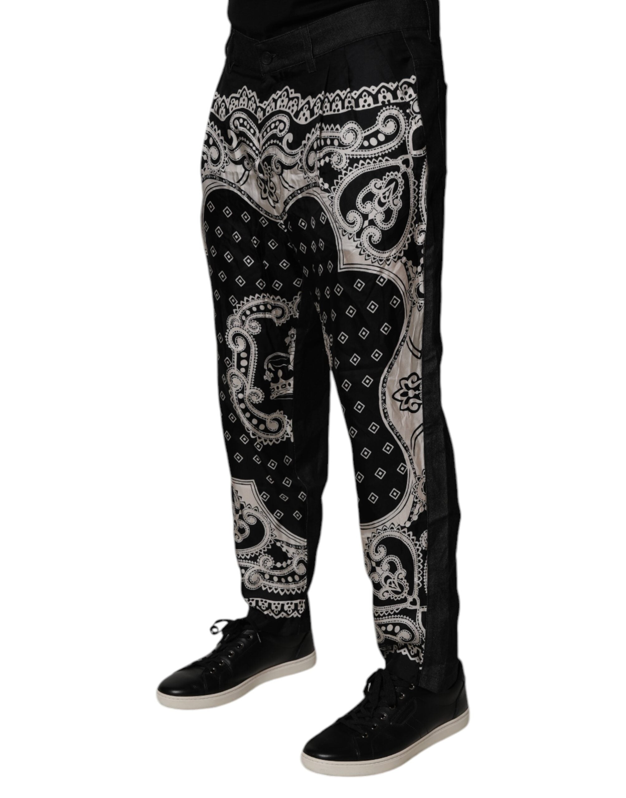 Dolce & Gabbana Black Bandana Cotton Skinny Denim Jeans