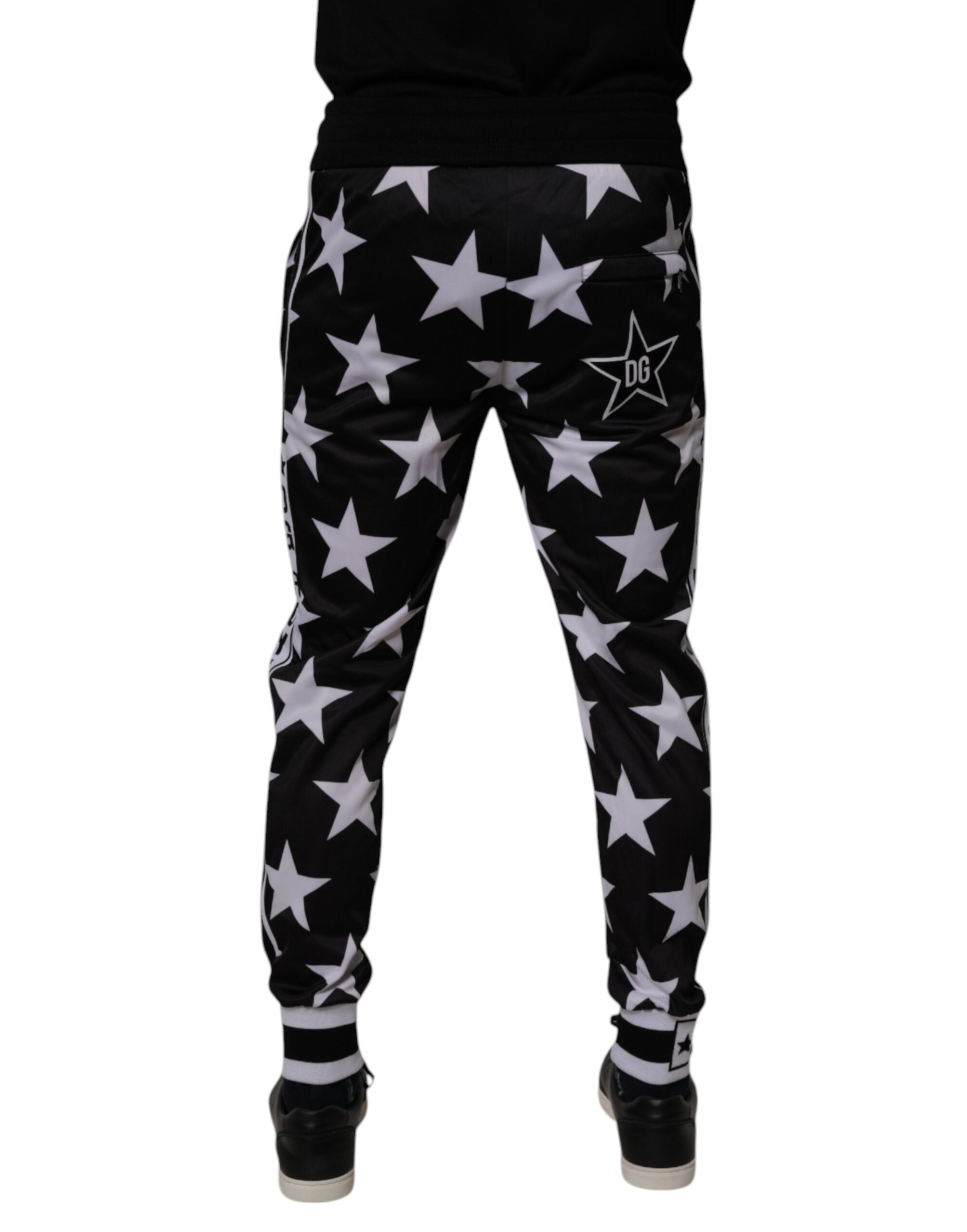 Dolce & Gabbana Black White Stars Jogger Men Sweatpants Pants
