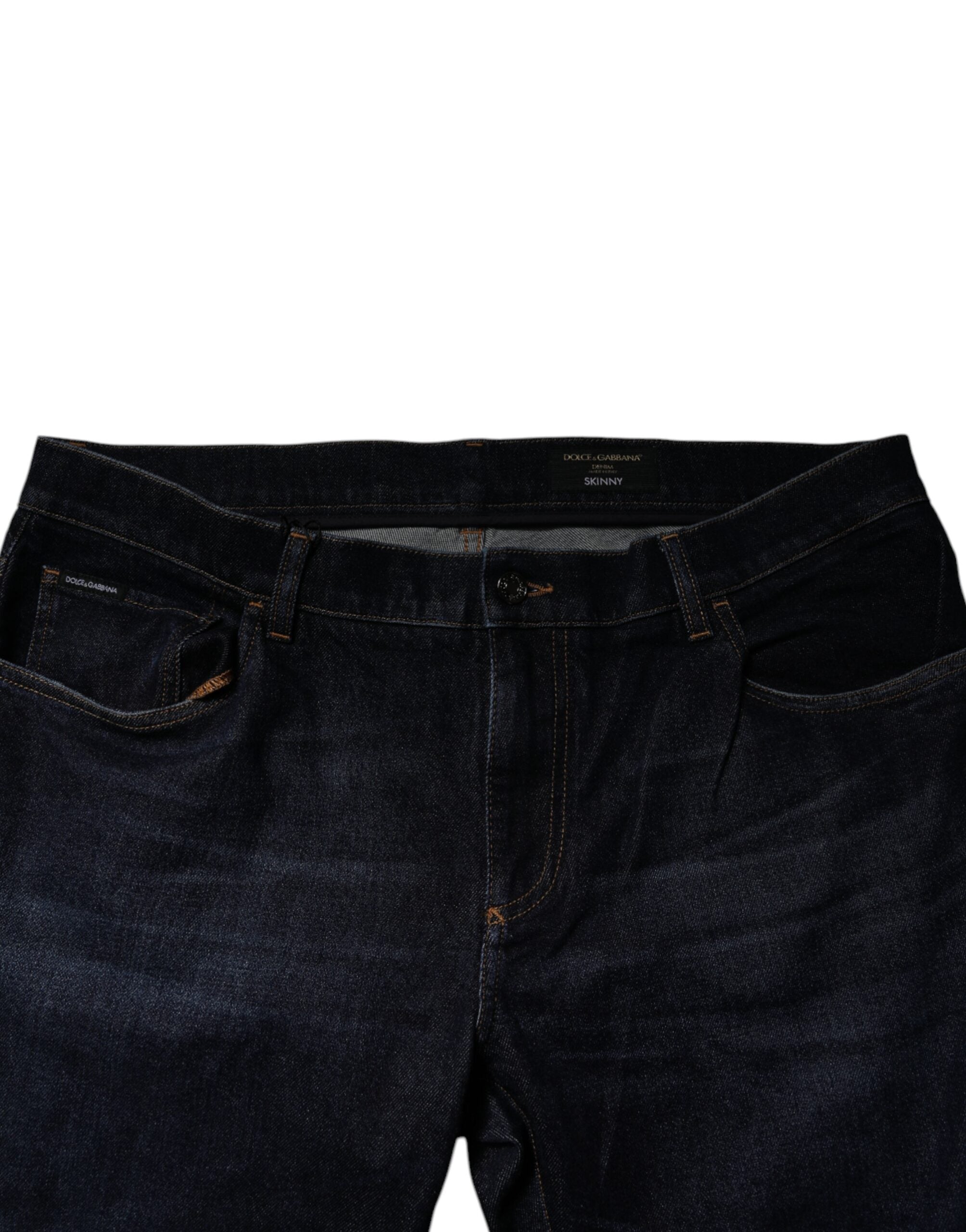 Dolce & Gabbana Dark Blue Cotton Stretch Skinny Jeans Couture