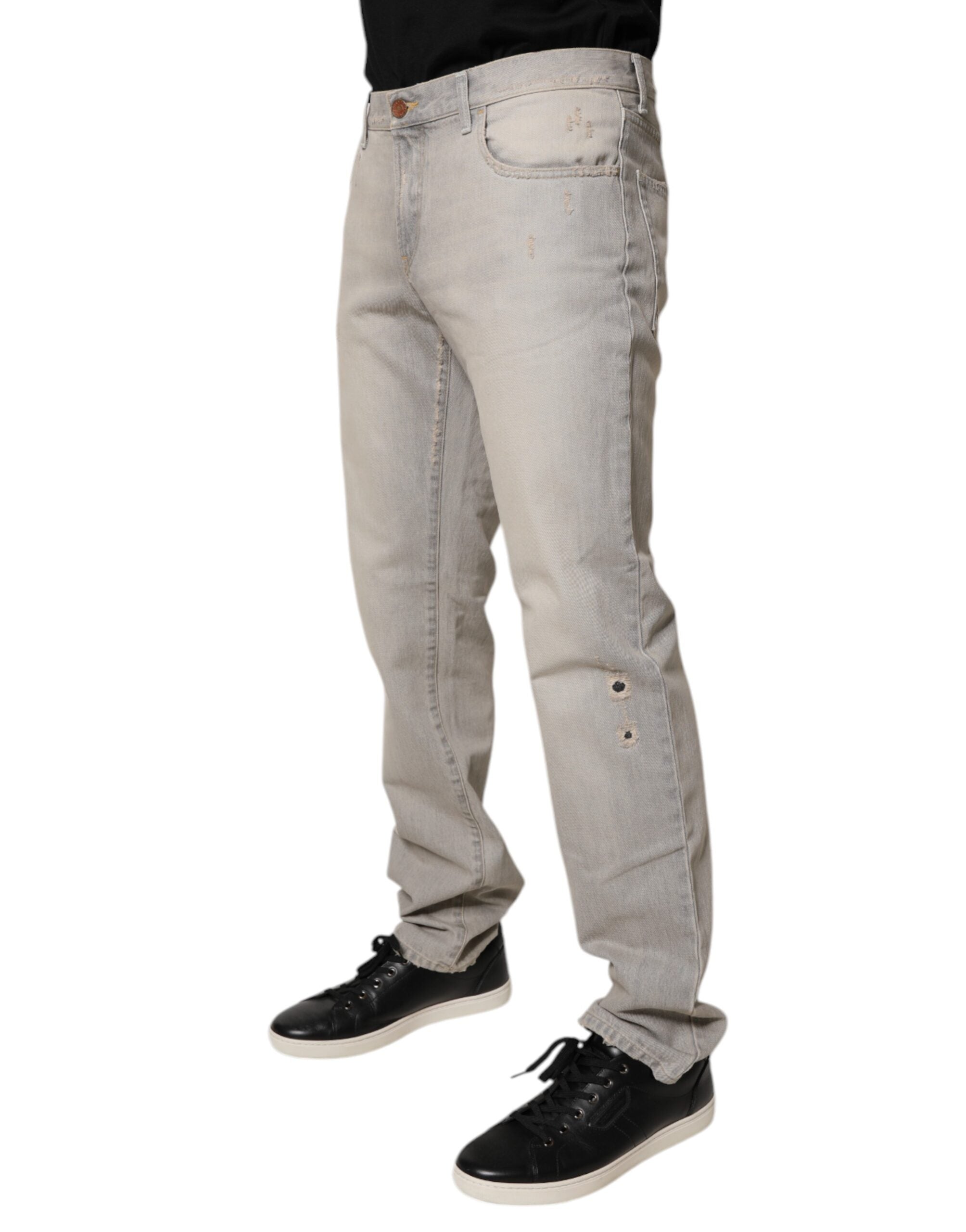 Dolce & Gabbana Light Gray Cotton Skinny Denim Jeans
