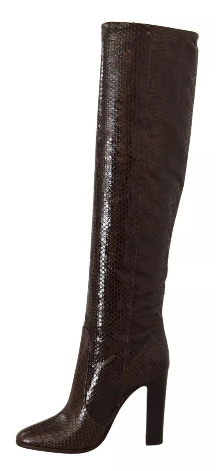 Indulge in the exquisite allure of Dolce & Gabbana's Brown Exotic Leather Heels High Boots, where luxurious craftsmanship meets timeless elegance for the discerning individual.