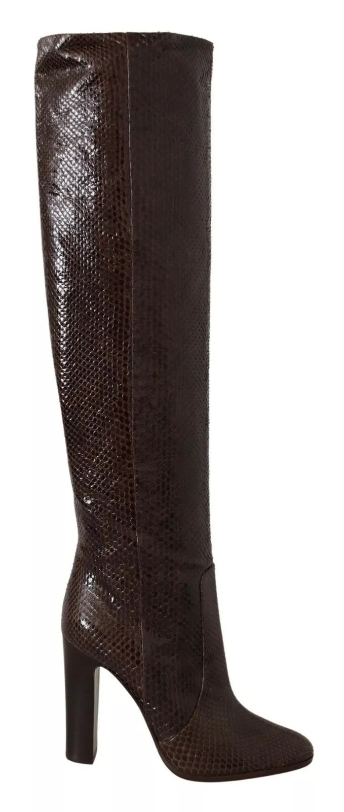 Indulge in the exquisite allure of Dolce & Gabbana's Brown Exotic Leather Heels High Boots, where luxurious craftsmanship meets timeless elegance for the discerning individual.