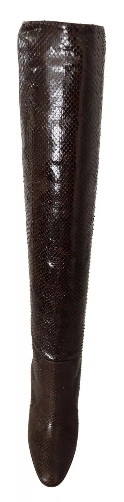 Indulge in the exquisite Dolce & Gabbana Brown Exotic Leather Heels High Boots, where luxurious craftsmanship meets timeless elegance, perfect for the discerning fashion connoisseur.