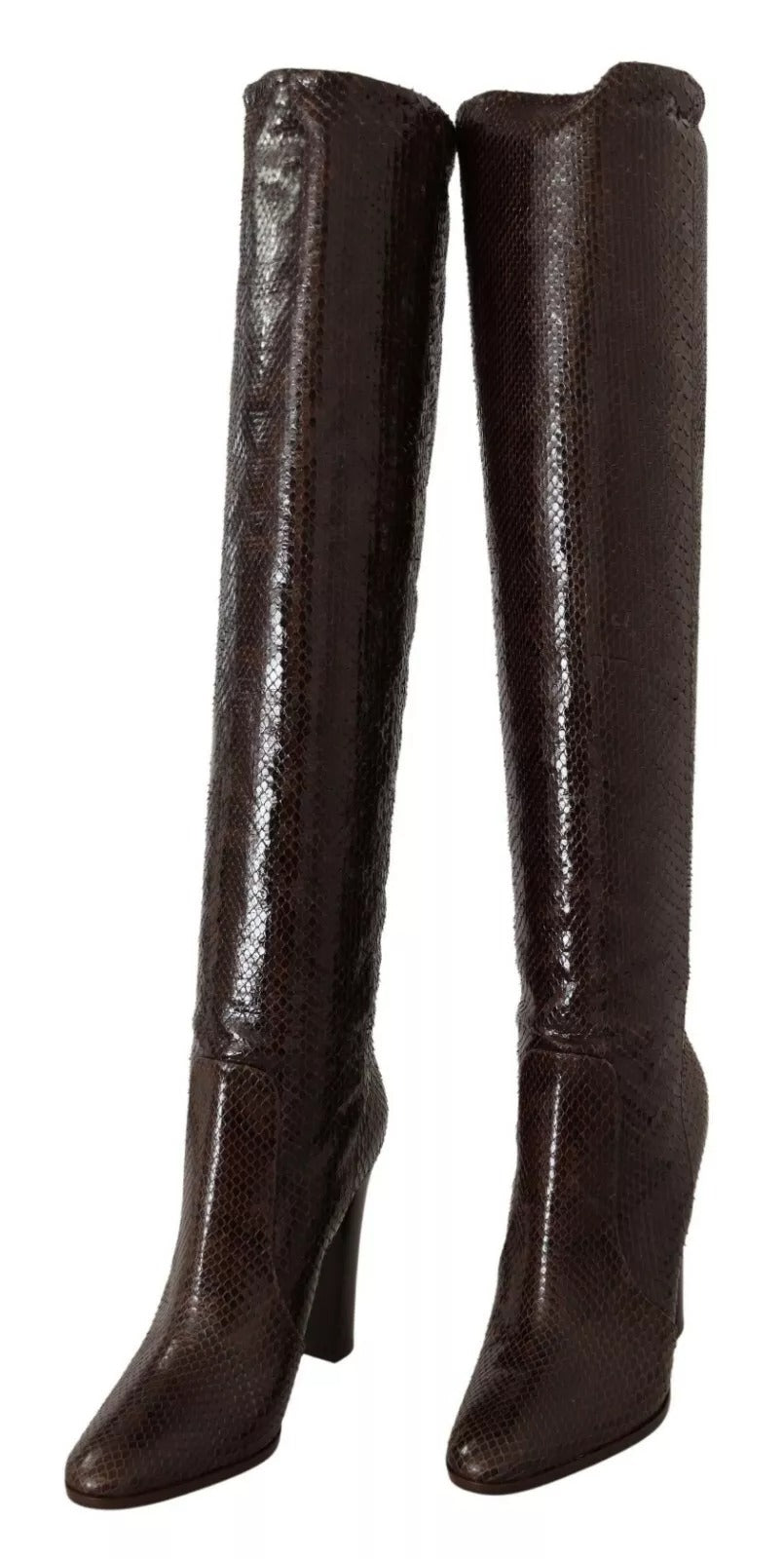 Indulge in the allure of Dolce & Gabbana's Brown Exotic Leather Heels High Boots, where exquisite craftsmanship meets luxurious comfort, perfect for the discerning fashion connoisseur.