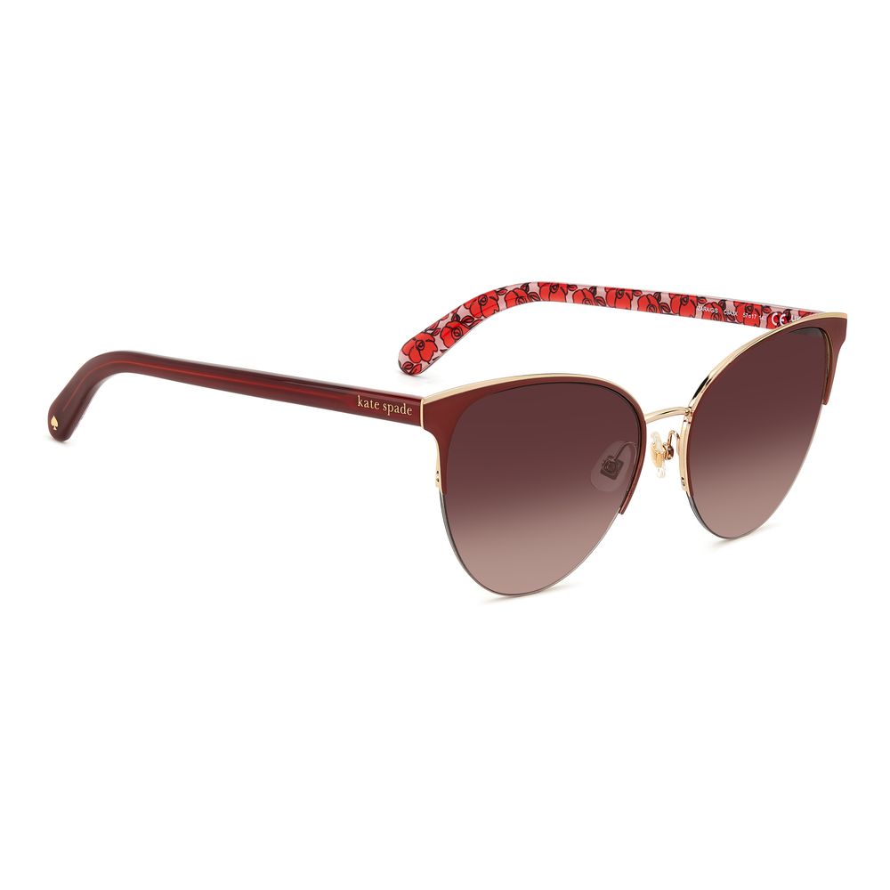 Elevate your style with Kate Spade Red Metal Sunglasses, a luxurious blend of exquisite craftsmanship and bold elegance, offering 100% UV protection for the discerning individual.