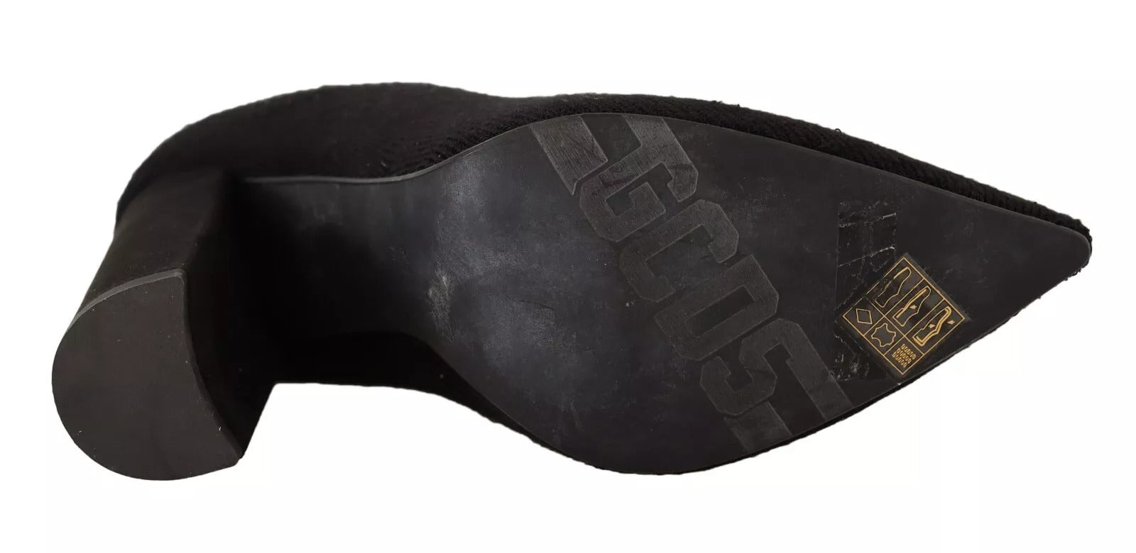 Indulge in the exquisite GCDS Black Suede Logo Socks Block Heel Ankle Boots, where luxurious craftsmanship meets timeless elegance, perfect for the discerning individual.