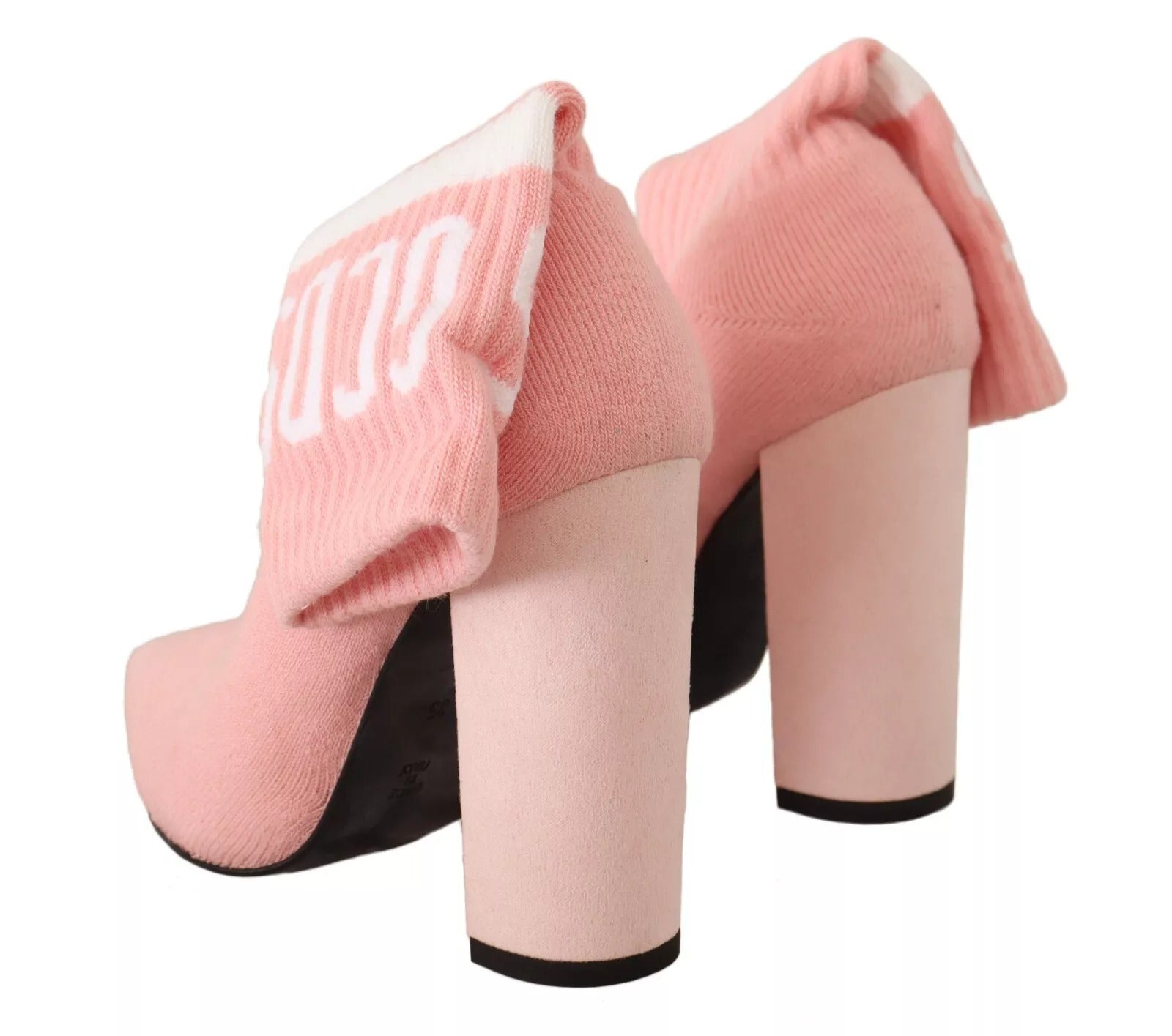 Elevate your style with GCDS Pink Suede Logo Socks Block Heel Ankle Boots, where luxurious suede meets avant-garde design for the discerning individual.