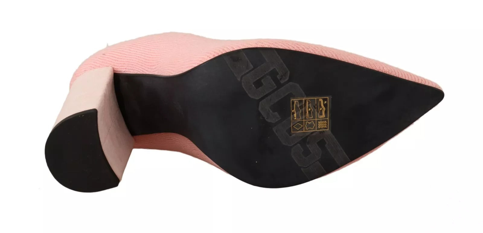 Elevate your style with GCDS Pink Suede Logo Socks Block Heel Ankle Boots, where luxurious suede meets avant-garde design for the discerning modern individual.
