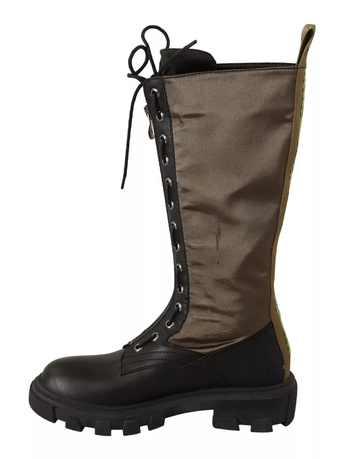 Experience the allure of Gaelle Black Green High Combat Boots, where artisanal craftsmanship meets luxurious materials, perfect for the discerning individual seeking bold sophistication.