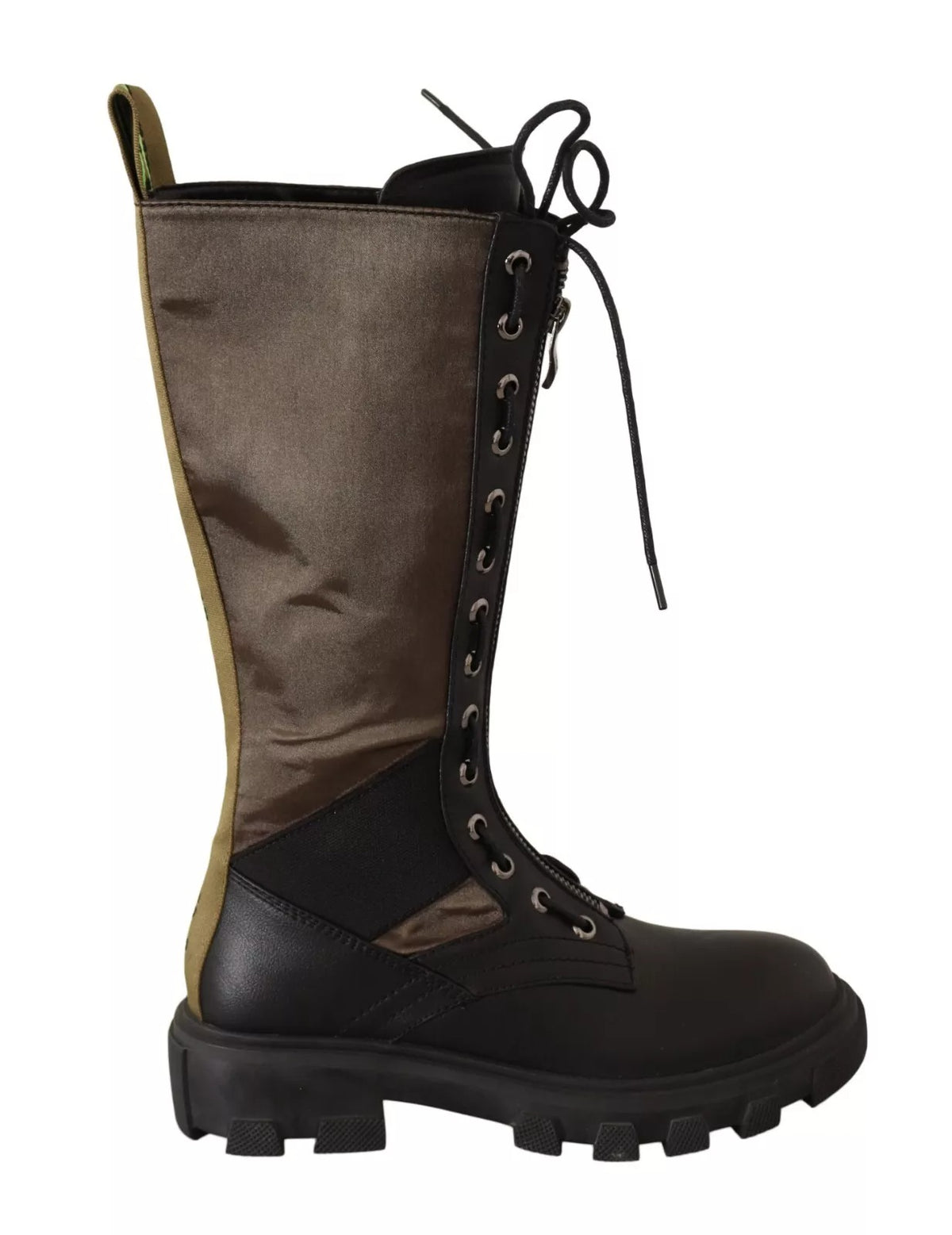 Experience the allure of Gaelle Black Green High Combat Boots, where artisanal craftsmanship meets luxurious materials, perfect for those who embody elegance and strength.