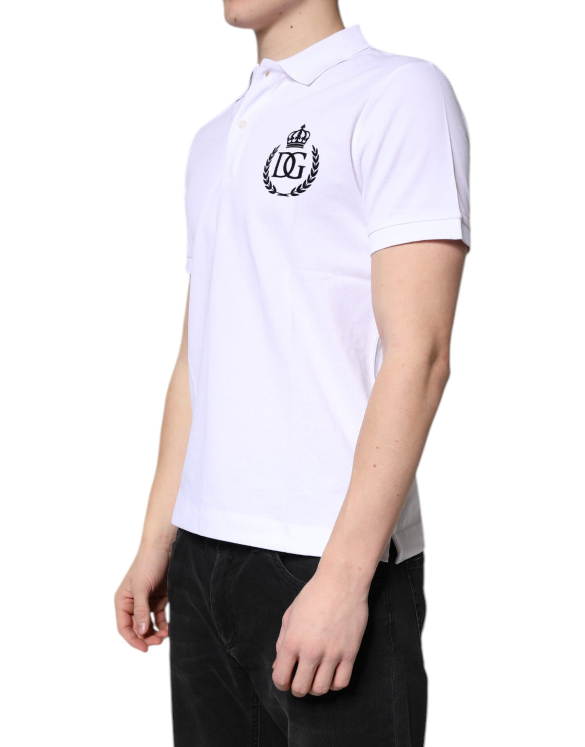 Elevate your wardrobe with the Dolce & Gabbana White Cotton Crown Collared Polo T-shirt, a masterpiece of Italian craftsmanship that embodies timeless elegance and sophisticated allure.