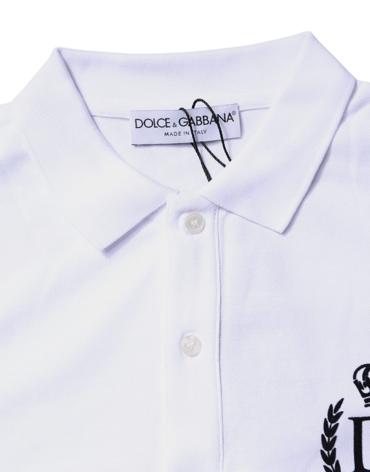 Elevate your wardrobe with the Dolce & Gabbana White Cotton Crown Collared Polo T-shirt, a testament to Italian craftsmanship and timeless sophistication, perfect for discerning tastes.