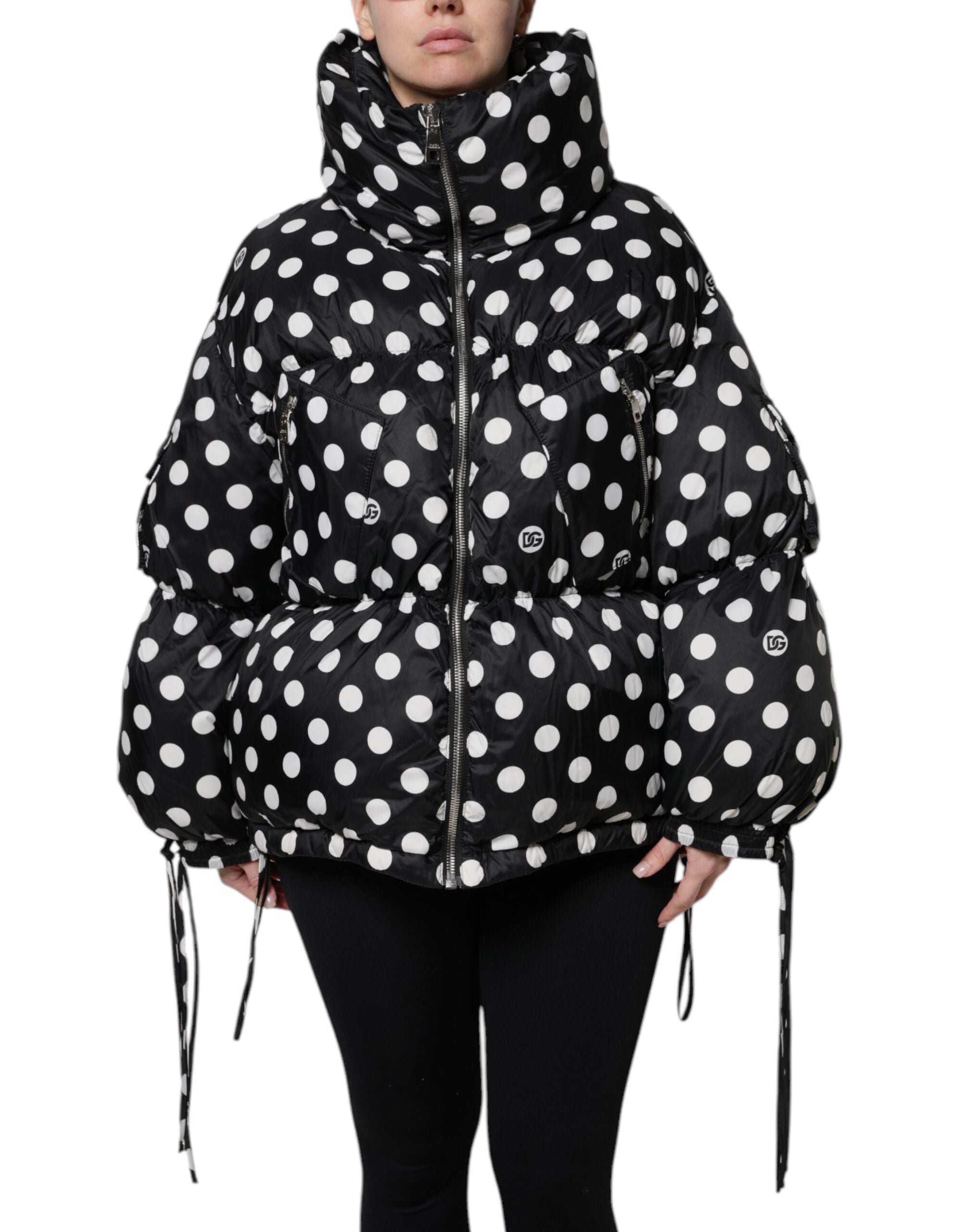 Dolce & Gabbana Polka Dot Full Zip Puffer Jacket Couture