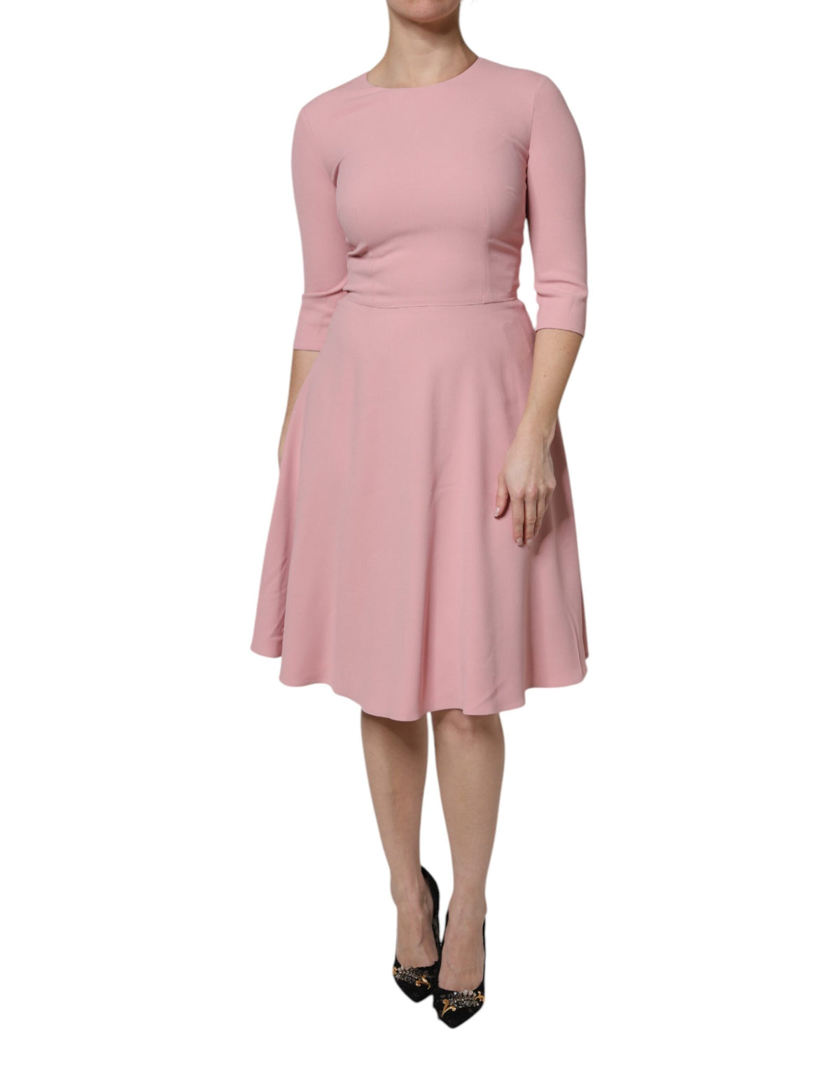 Experience the allure of the Dolce & Gabbana Pink A-line Flare Dress, crafted from luxurious viscose and silk, embodying exquisite Italian craftsmanship for the discerning fashionista.