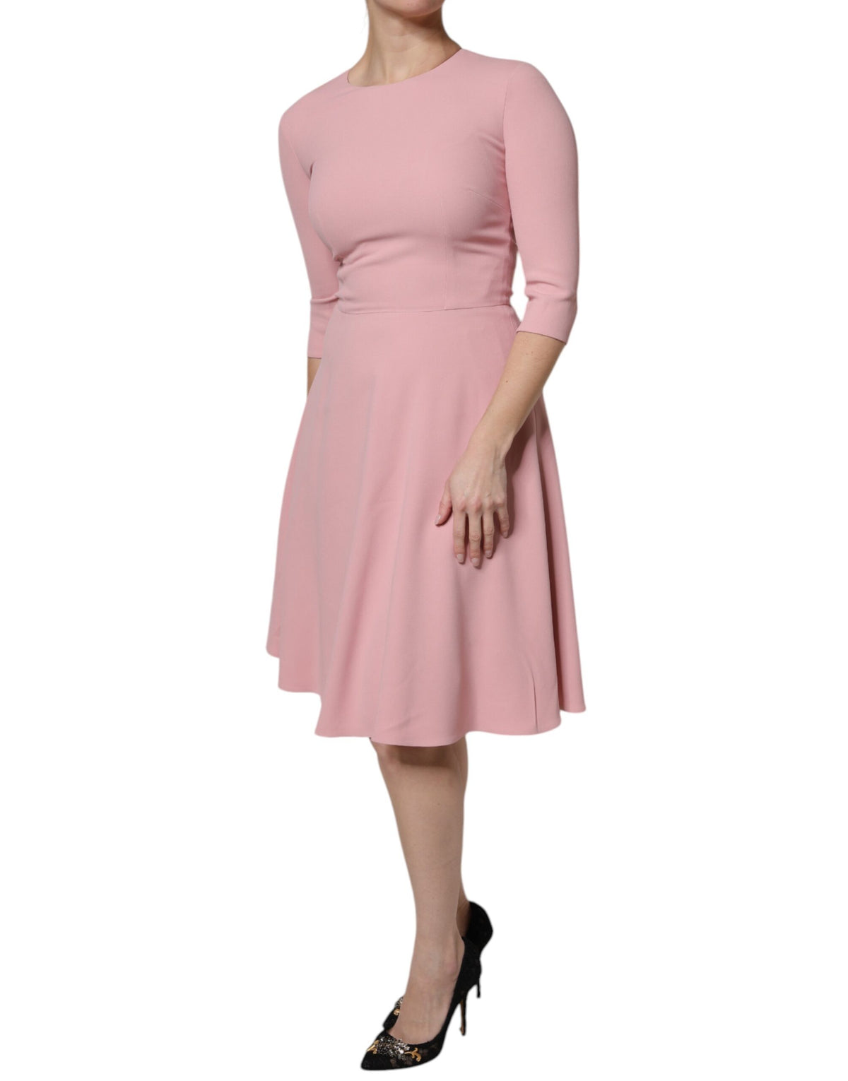 Elevate your wardrobe with the Dolce & Gabbana Pink A-line Flare Dress, a masterpiece of Italian craftsmanship in luxurious viscose and silk, perfect for any sophisticated occasion.