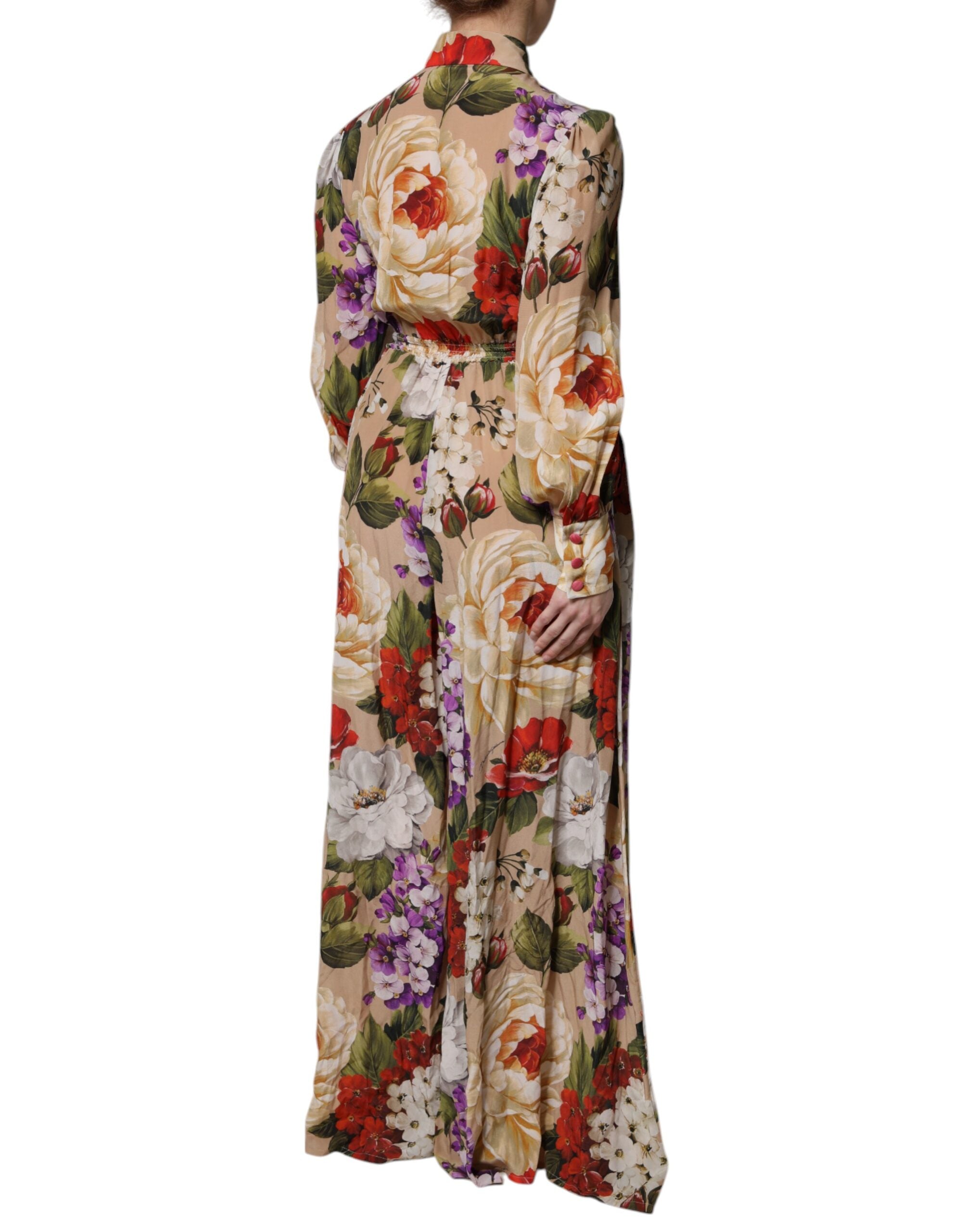 Indulge in the exquisite Dolce & Gabbana Multicolor Floral Wide Leg Jumpsuit Dress, crafted from luxurious silk, embodying elegance and sophistication for any occasion.