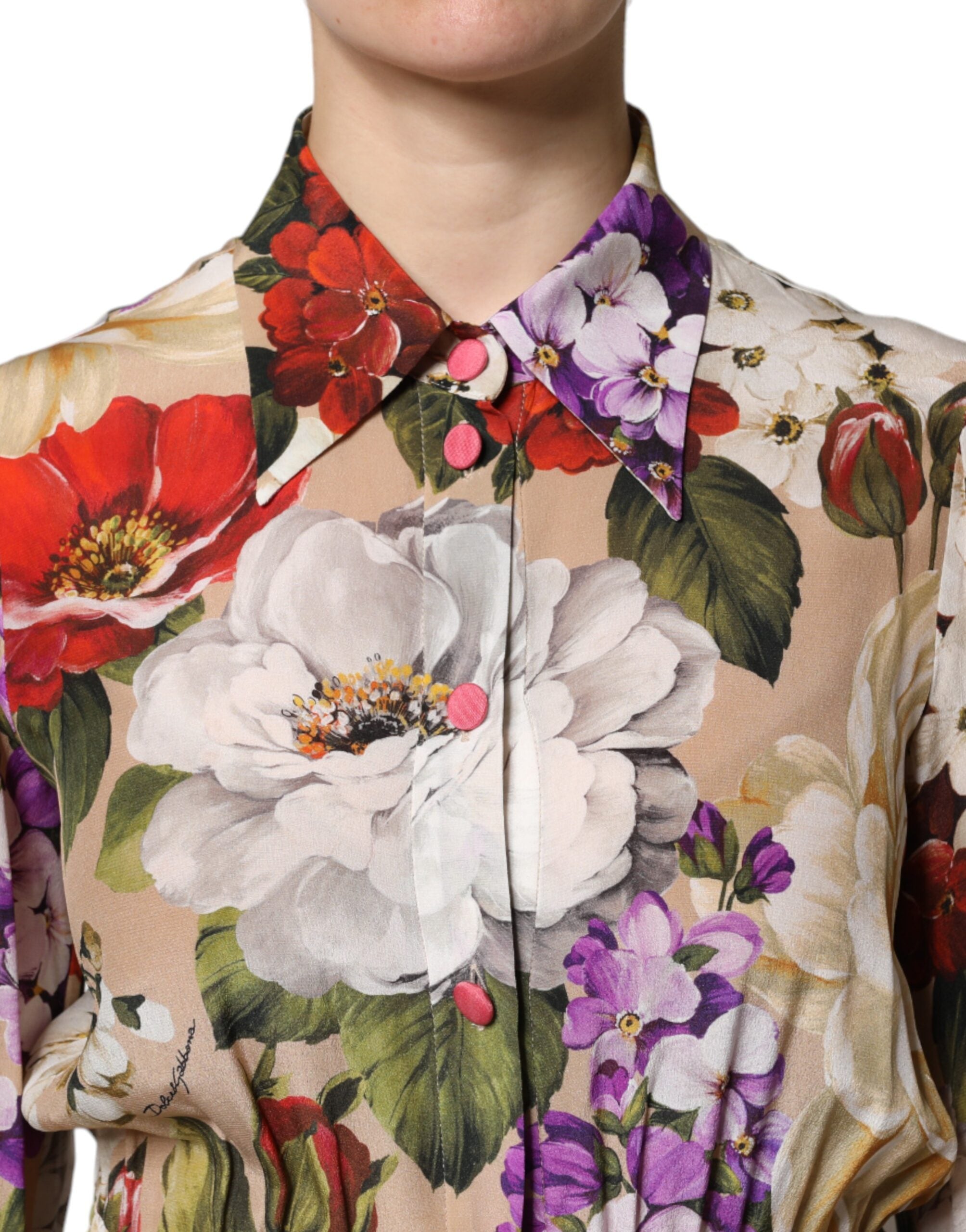 Indulge in the elegance of the Dolce & Gabbana Multicolor Floral Wide Leg Jumpsuit Dress, crafted from luxurious silk, embodying sophistication and timeless allure.